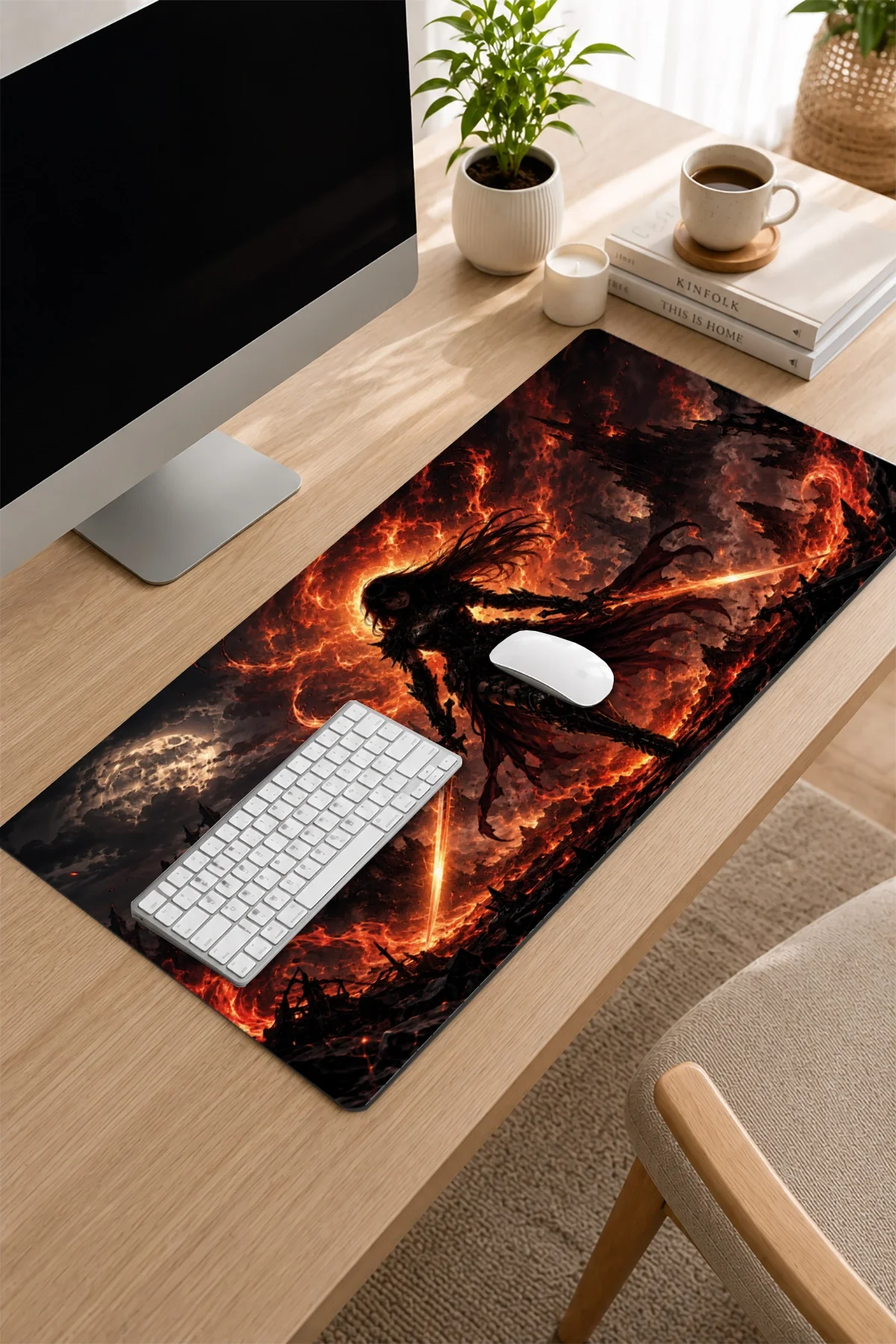 SonicTouch Klavye Mousepad 32x70cm Kor Savaşçısı Dikişsiz Pürüzsüz Sıvı Geçirmez Kaymaz Taban