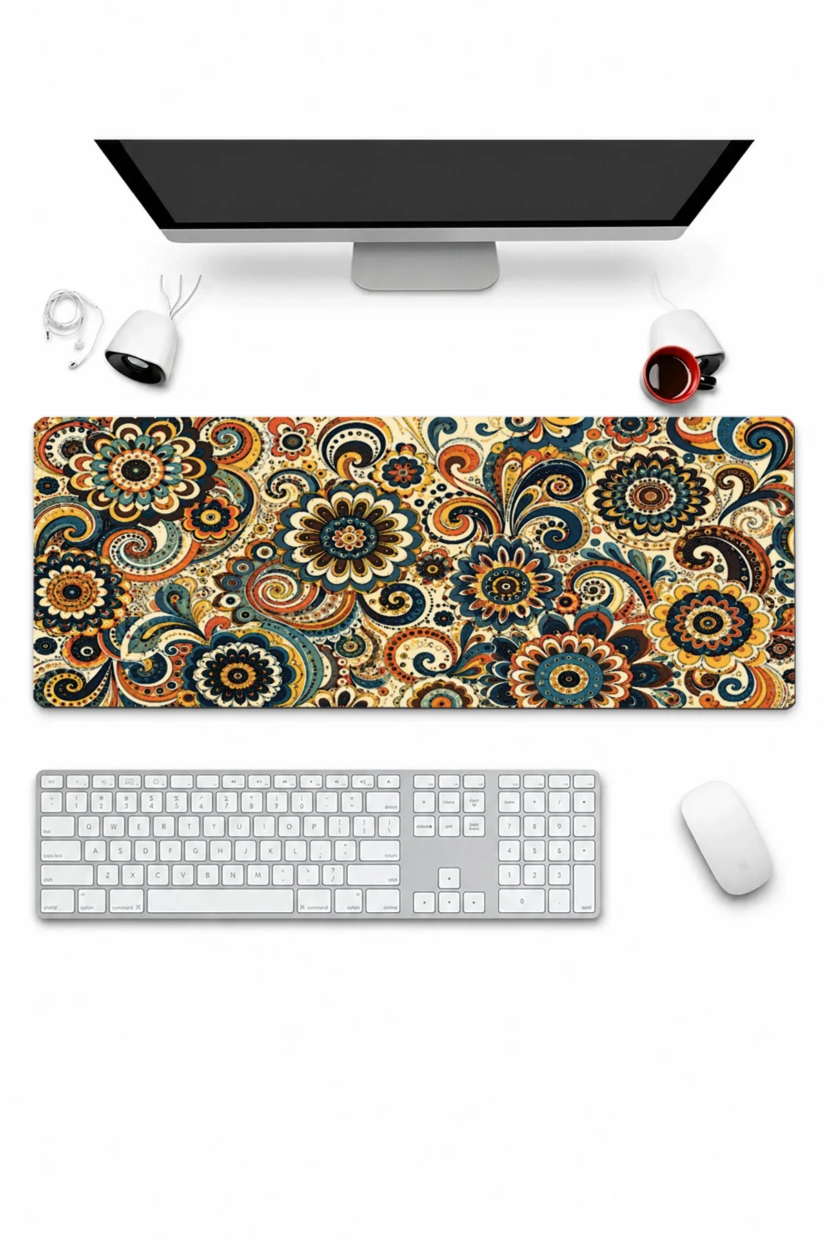 SonicTouch Klavye Mousepad 32x70cm Çiçek Rüyası Pürüzsüz Sıvı Geçirmez Kaymaz Taban
