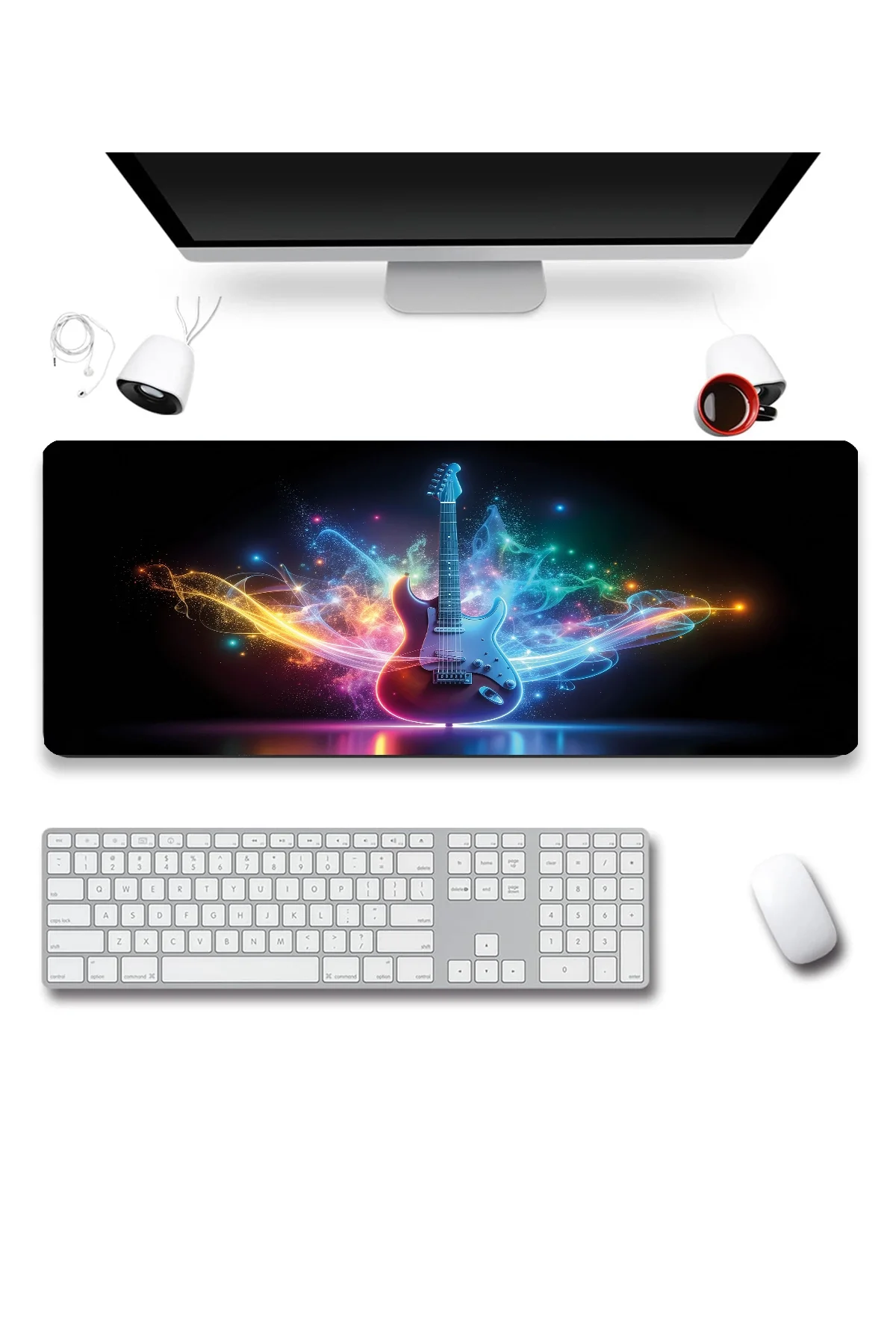 SonicTouch Klavye Mousepad 32x70cm Neon Solo Dikişsiz Pürüzsüz Sıvı Geçirmez Kaymaz Taban