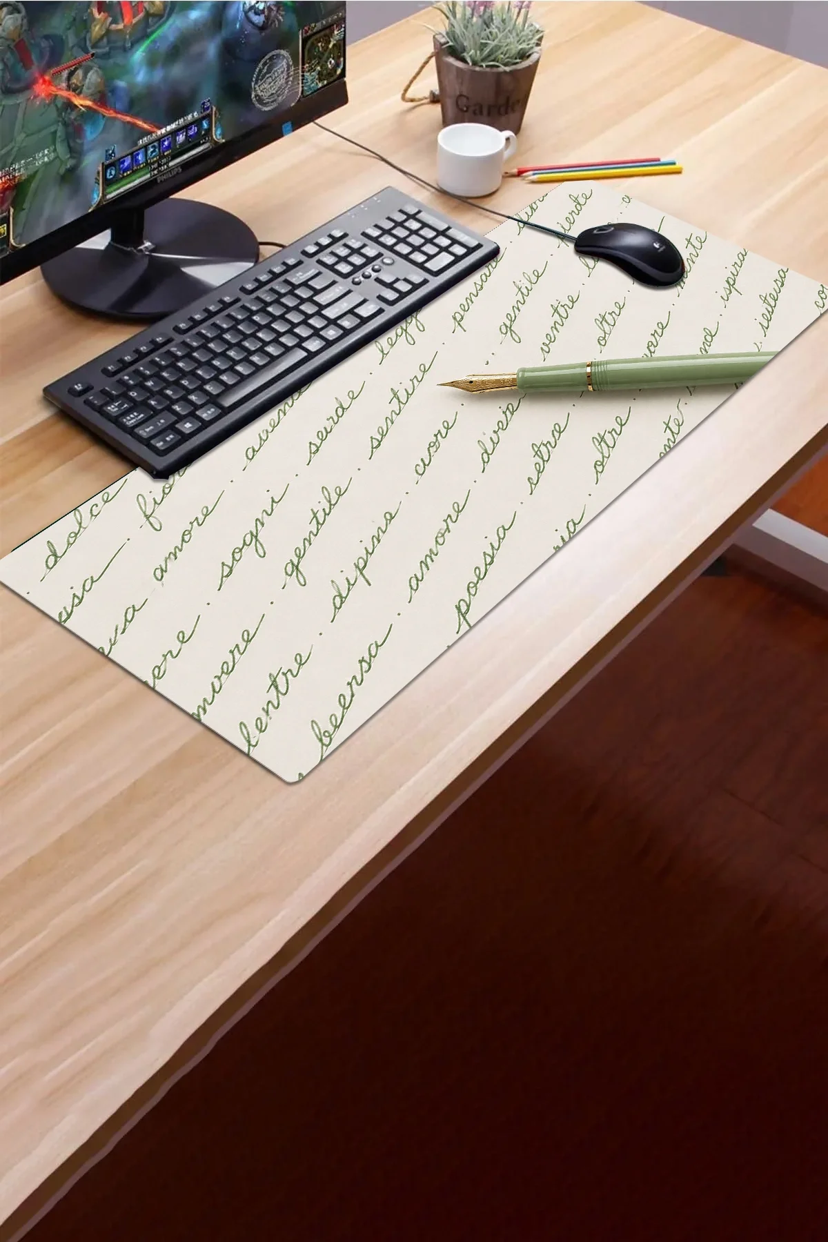 SonicTouch Klavye Mousepad 32x70cm Sessiz Satırlar Dikişsiz Pürüzsüz Sıvı Geçirmez Kaymaz Taban