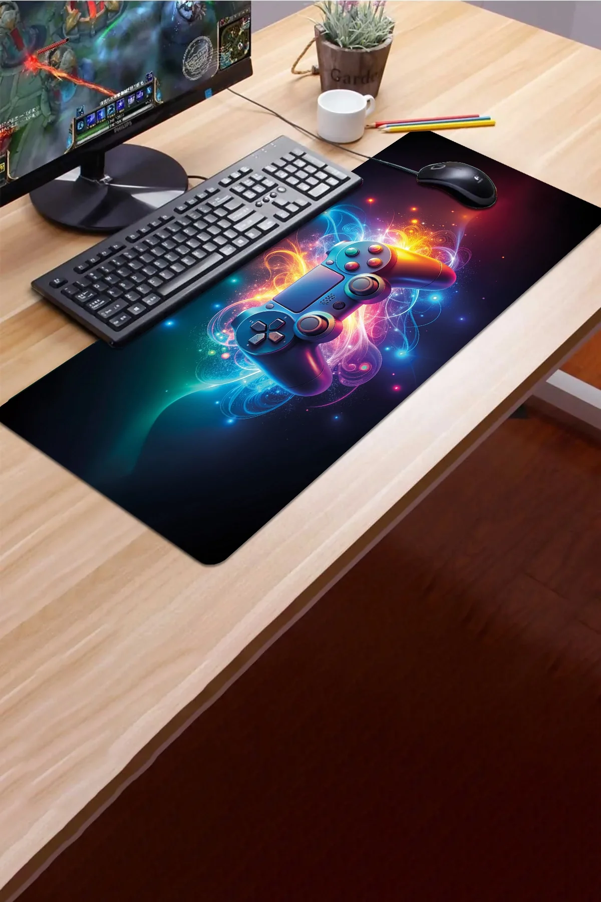 SonicTouch Klavye Mousepad 32x70cm Enerji Modu Dikişsiz Pürüzsüz Sıvı Geçirmez Kaymaz Taban