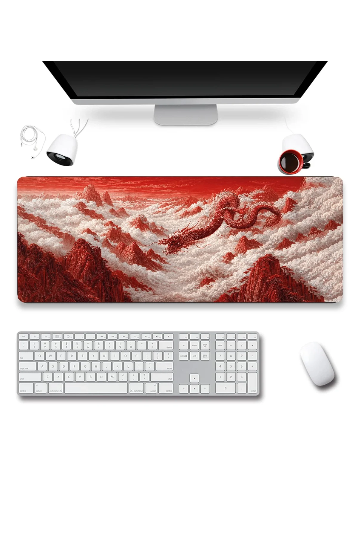 SonicTouch Klavye Mousepad 32x70cm Ejder Vadisi Dikişsiz Pürüzsüz Sıvı Geçirmez Kaymaz Taban
