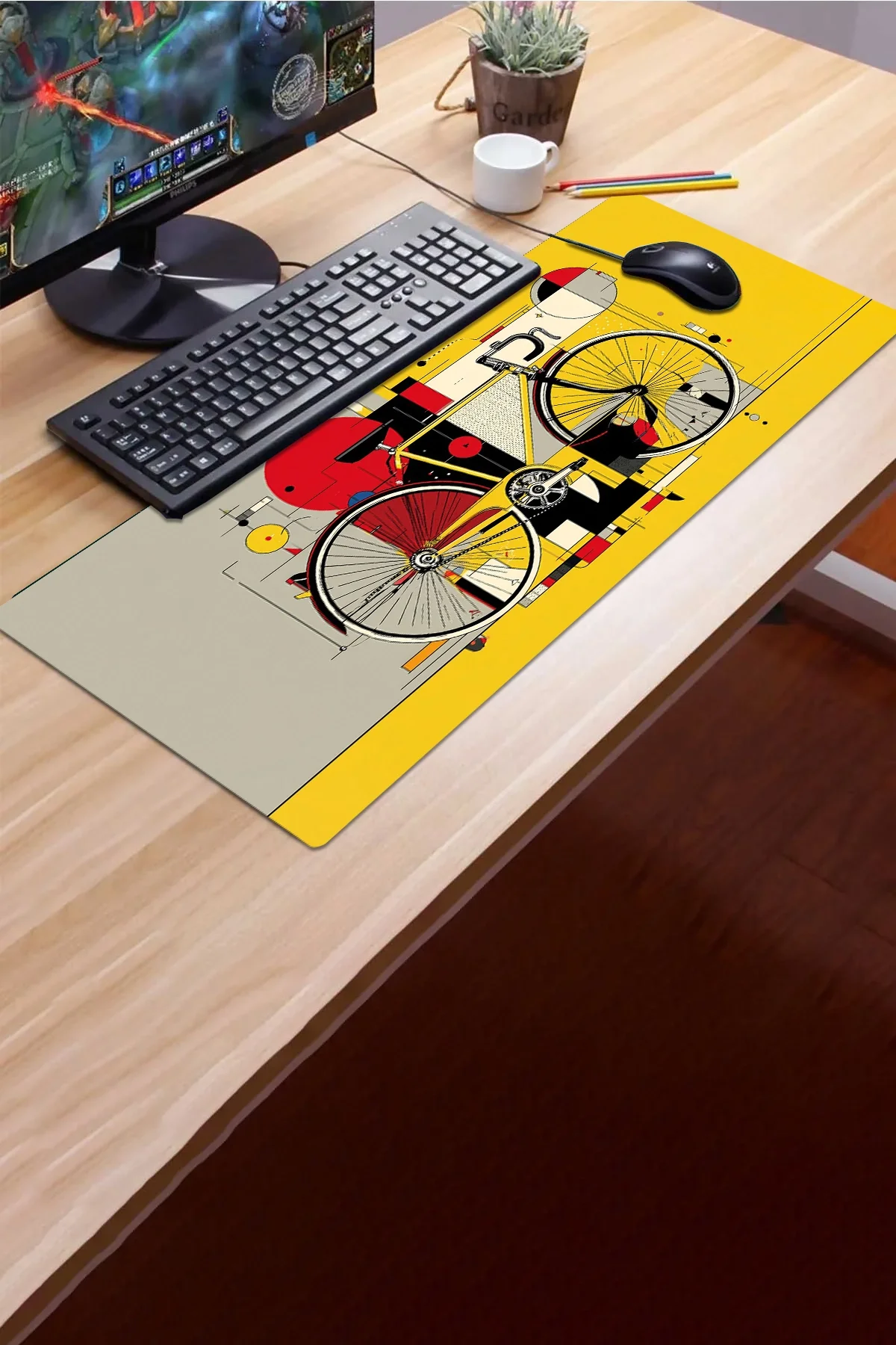 SonicTouch Klavye Mousepad 32x70cm Sarı Rota Dikişsiz Pürüzsüz Sıvı Geçirmez Kaymaz Taban