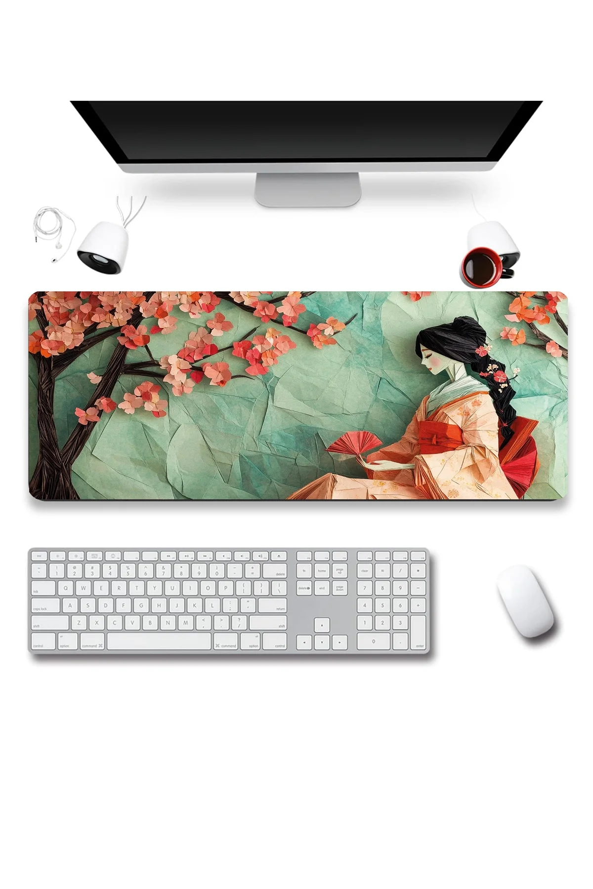 SonicTouch Klavye Mousepad 32x70cm Sakura Sessizliği Dikişsiz Pürüzsüz Sıvı Geçirmez Kaymaz Taban