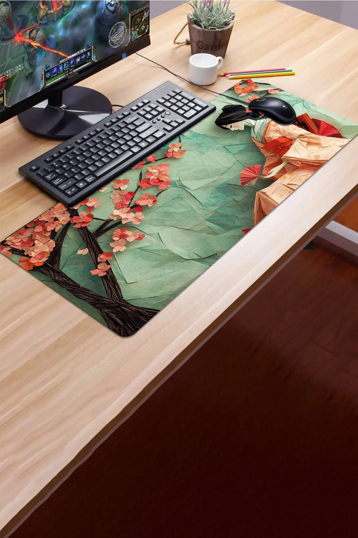 SonicTouch Klavye Mousepad 32x70cm Sakura Sessizliği Dikişsiz Pürüzsüz Sıvı Geçirmez Kaymaz Taban