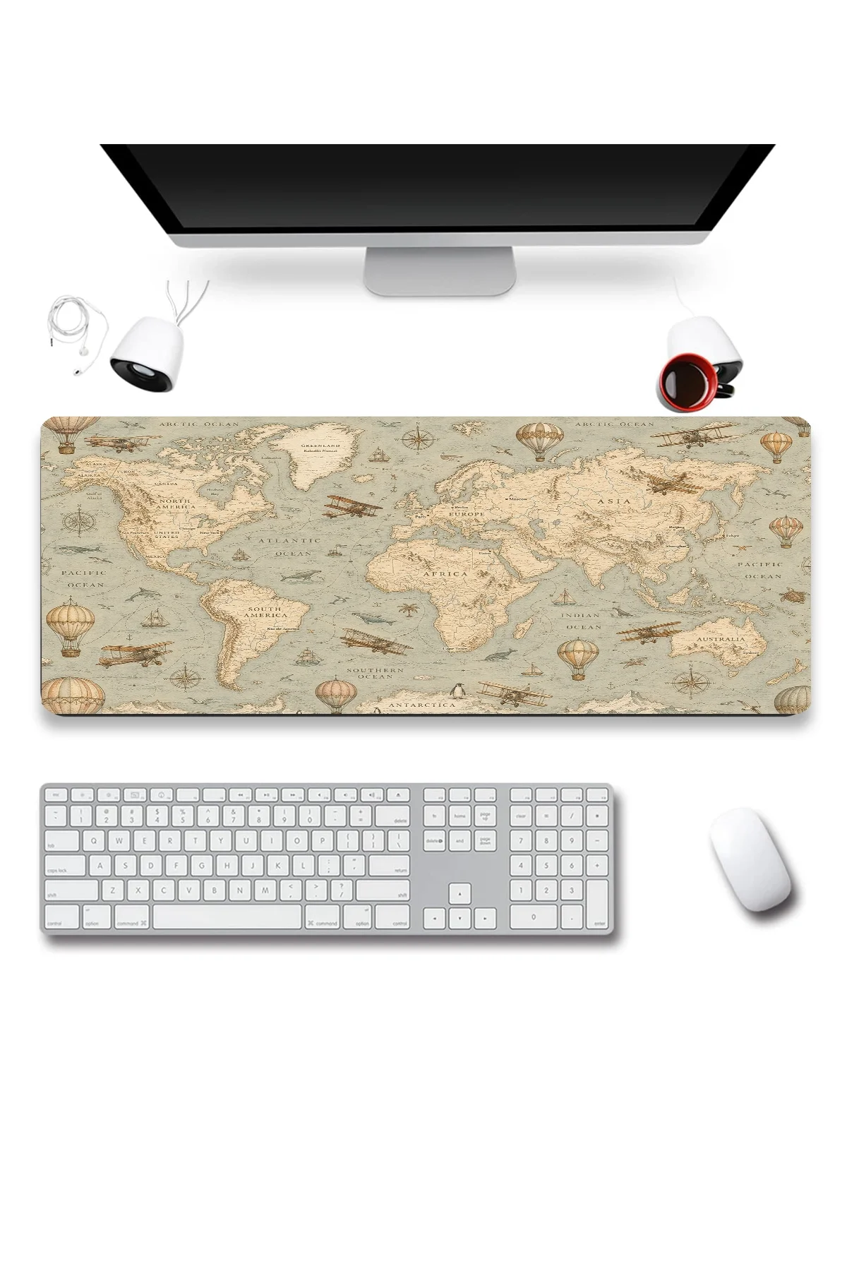 SonicTouch Klavye Mousepad 40x90cm Atlas Yolculuğu Dikişsiz Pürüzsüz Sıvı Geçirmez Kaymaz Taban