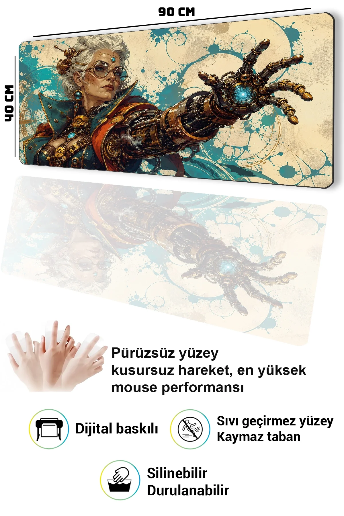 SonicTouch Klavye Mousepad 40x90cm Bakır Bilge Dikişsiz Pürüzsüz Sıvı Geçirmez Kaymaz Taban