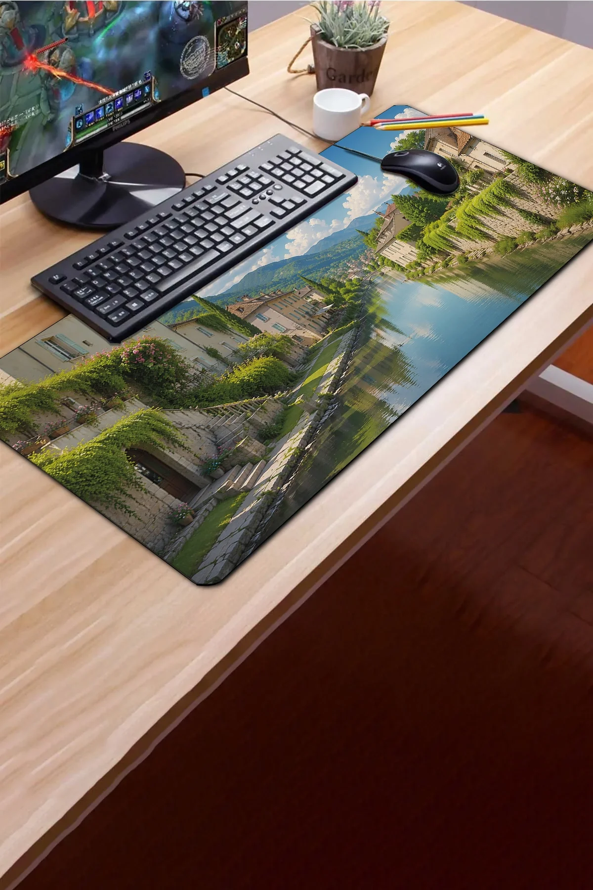 SonicTouch Klavye Mousepad 40x90cm Yeşil Kanal Dikişsiz Pürüzsüz Sıvı Geçirmez Kaymaz Taban