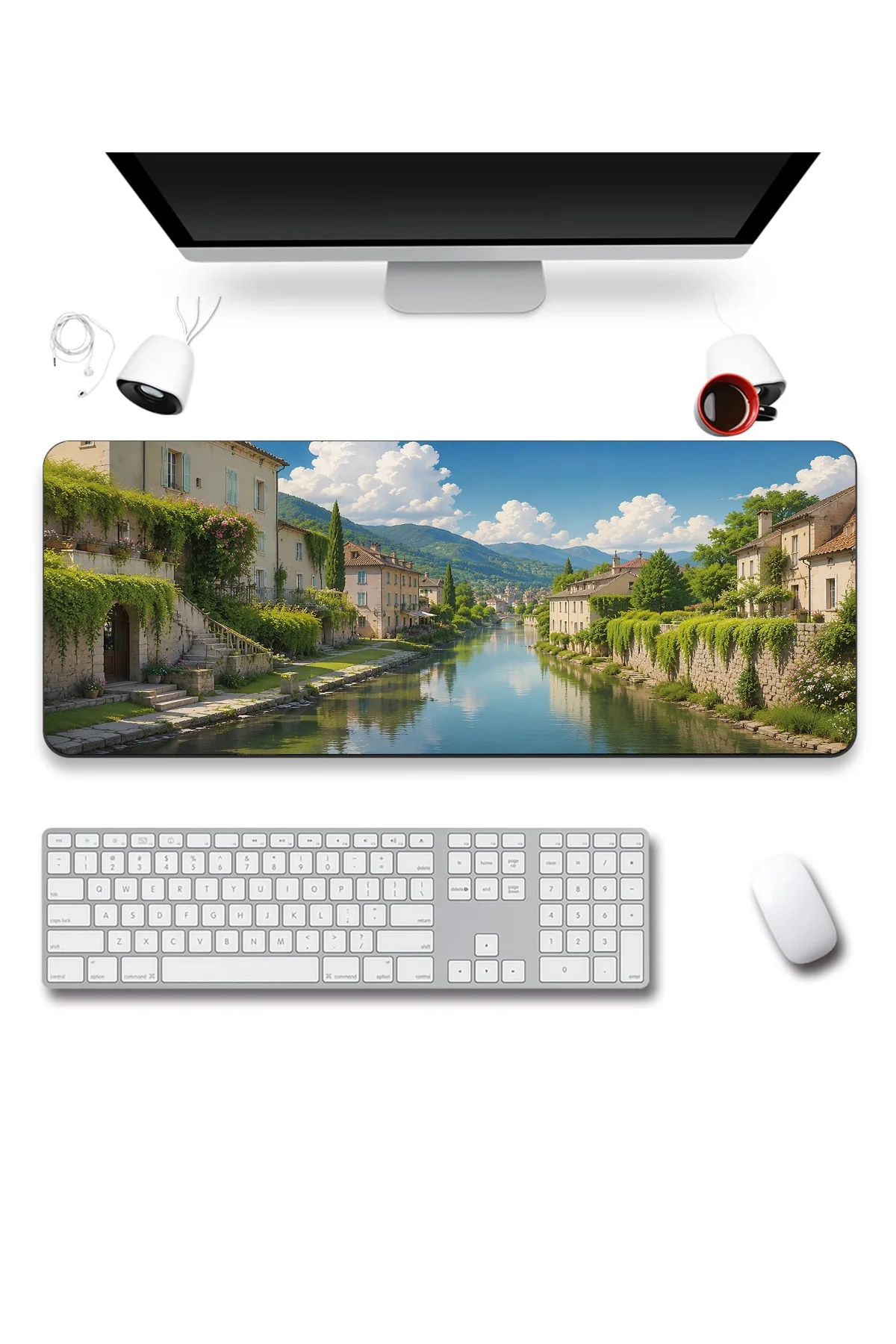 SonicTouch Klavye Mousepad 40x90cm Yeşil Kanal Dikişsiz Pürüzsüz Sıvı Geçirmez Kaymaz Taban