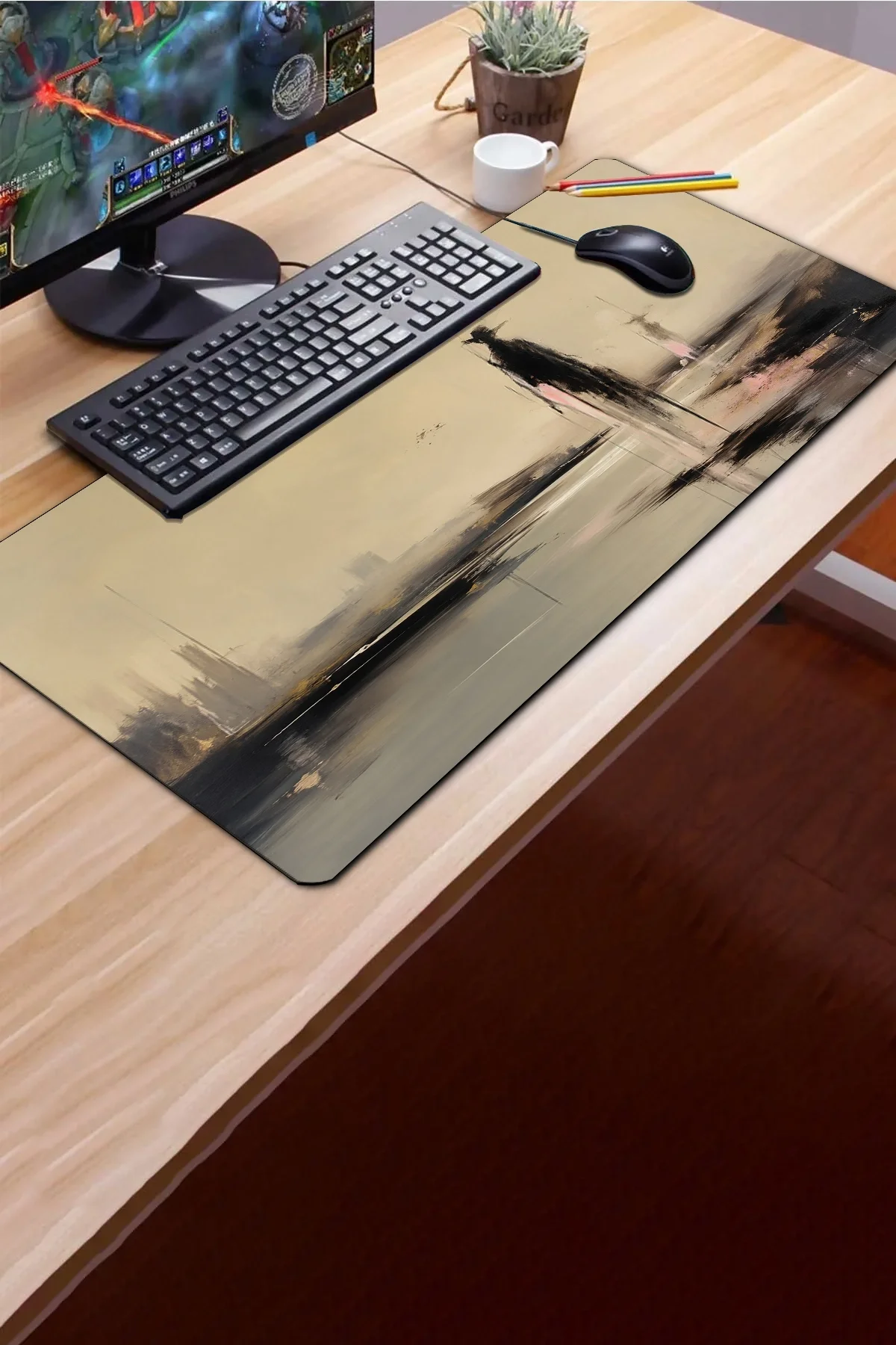 SonicTouch Klavye Mousepad 40x90cm Yalnız Gölge Dikişsiz Pürüzsüz Sıvı Geçirmez Kaymaz Taban