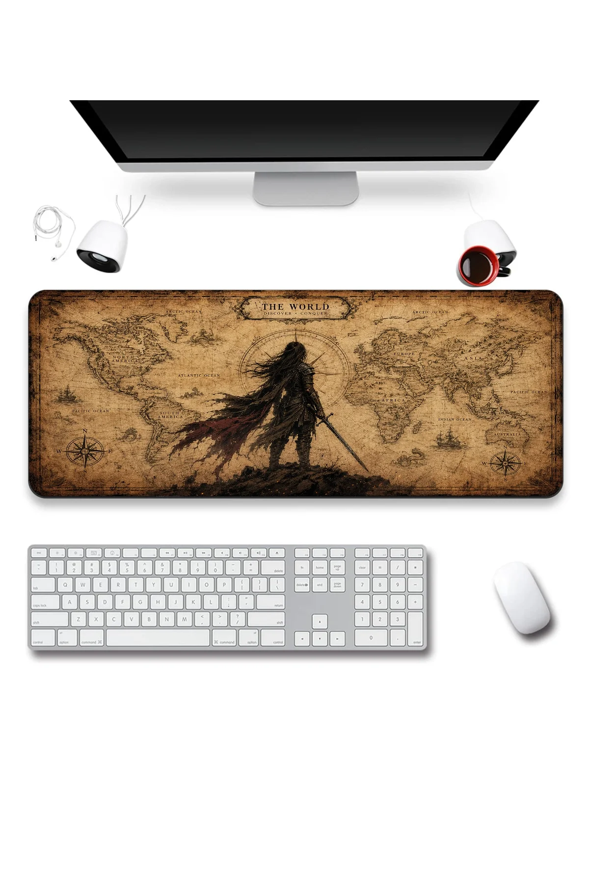 SonicTouch Klavye Mousepad 40x90cm Dünyanın Eşiğinde Dikişsiz Pürüzsüz Sıvı Geçirmez Kaymaz Taban