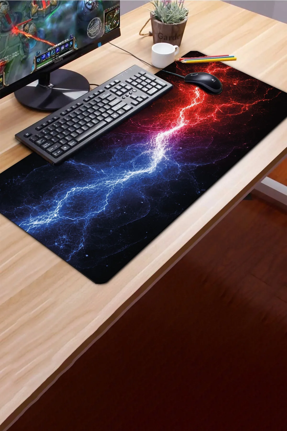 SonicTouch Klavye Mousepad 40x90cm İki Kutup Dikişsiz Pürüzsüz Sıvı Geçirmez Kaymaz Taban