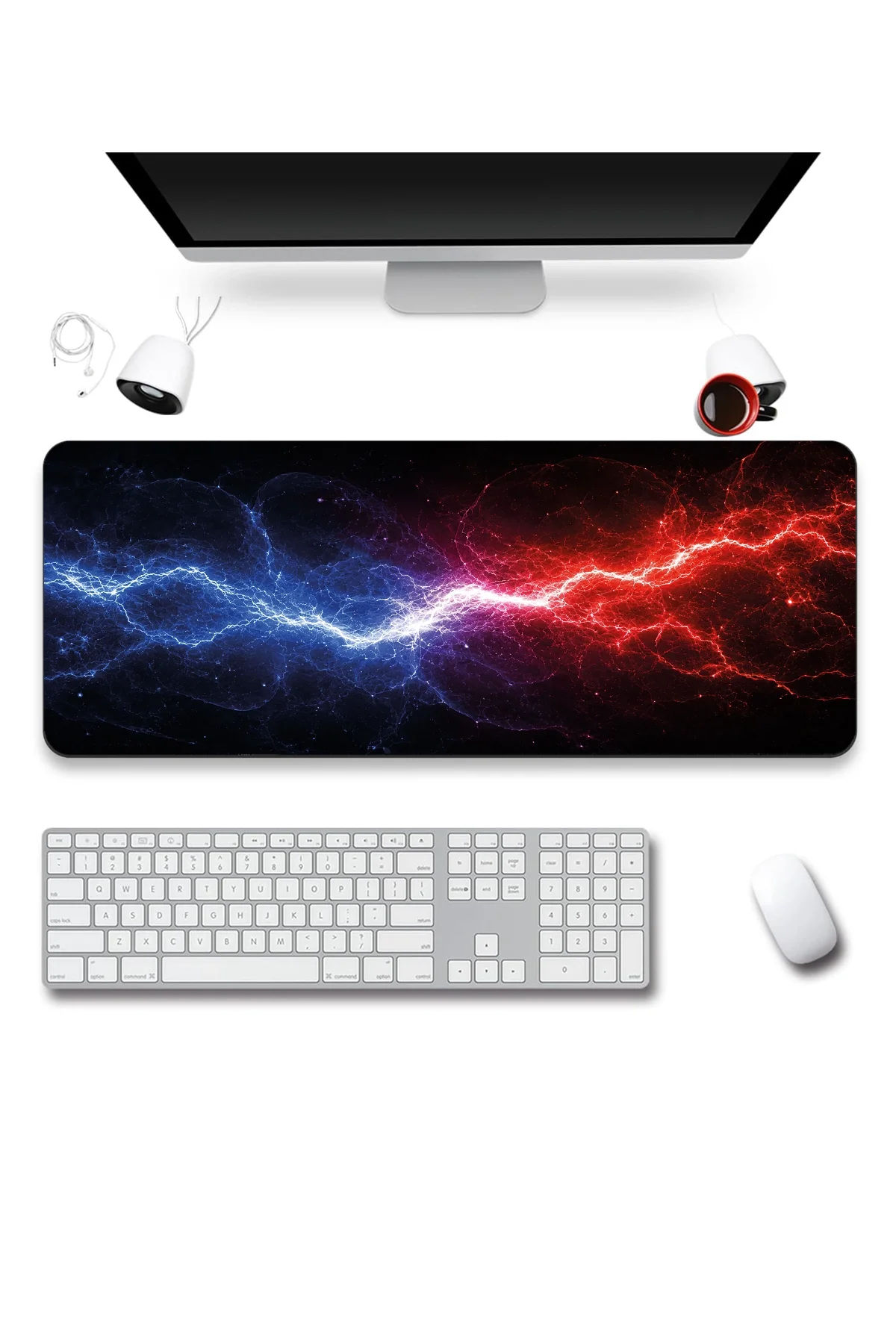 SonicTouch Klavye Mousepad 40x90cm İki Kutup Dikişsiz Pürüzsüz Sıvı Geçirmez Kaymaz Taban