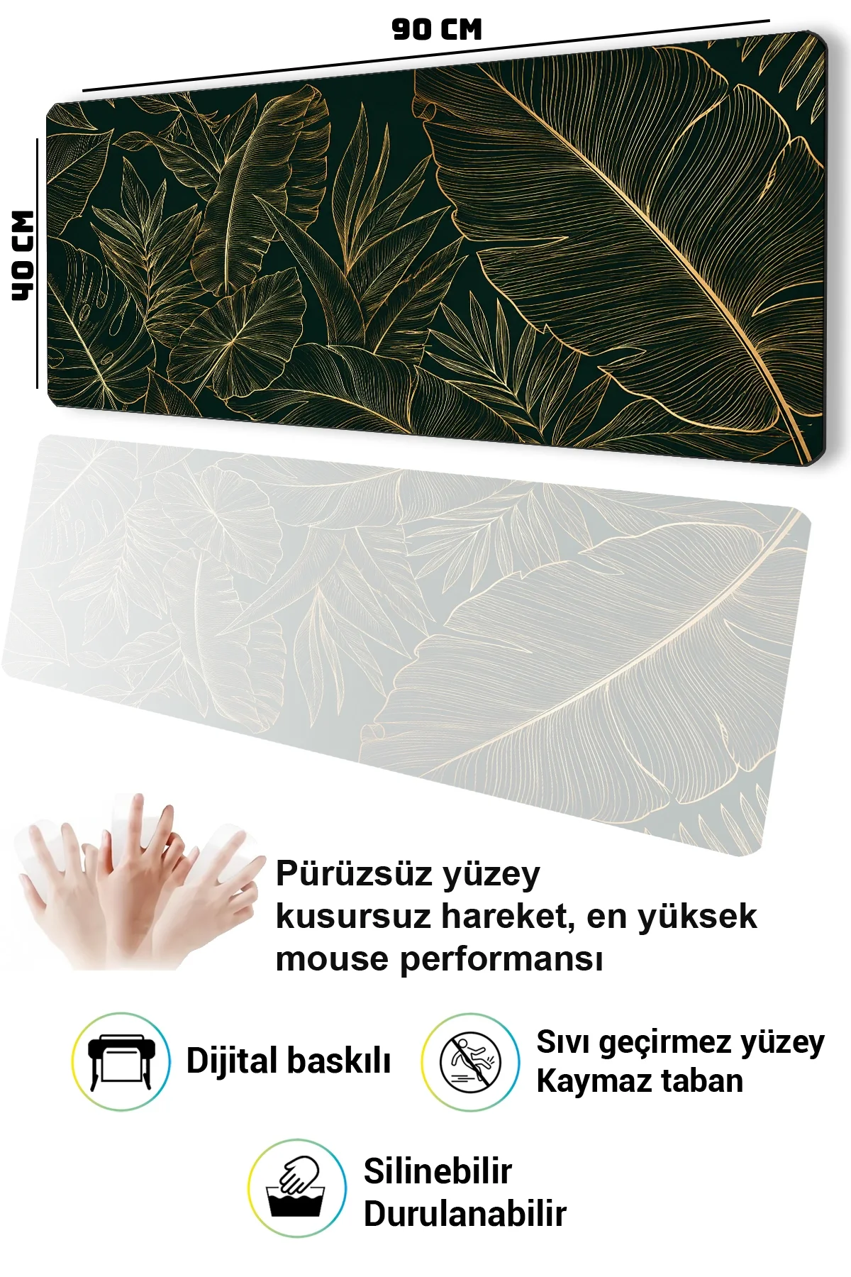 SonicTouch Klavye Mousepad 40x90cm Zümrüt Bahçe Dikişsiz Pürüzsüz Sıvı Geçirmez Kaymaz Taban