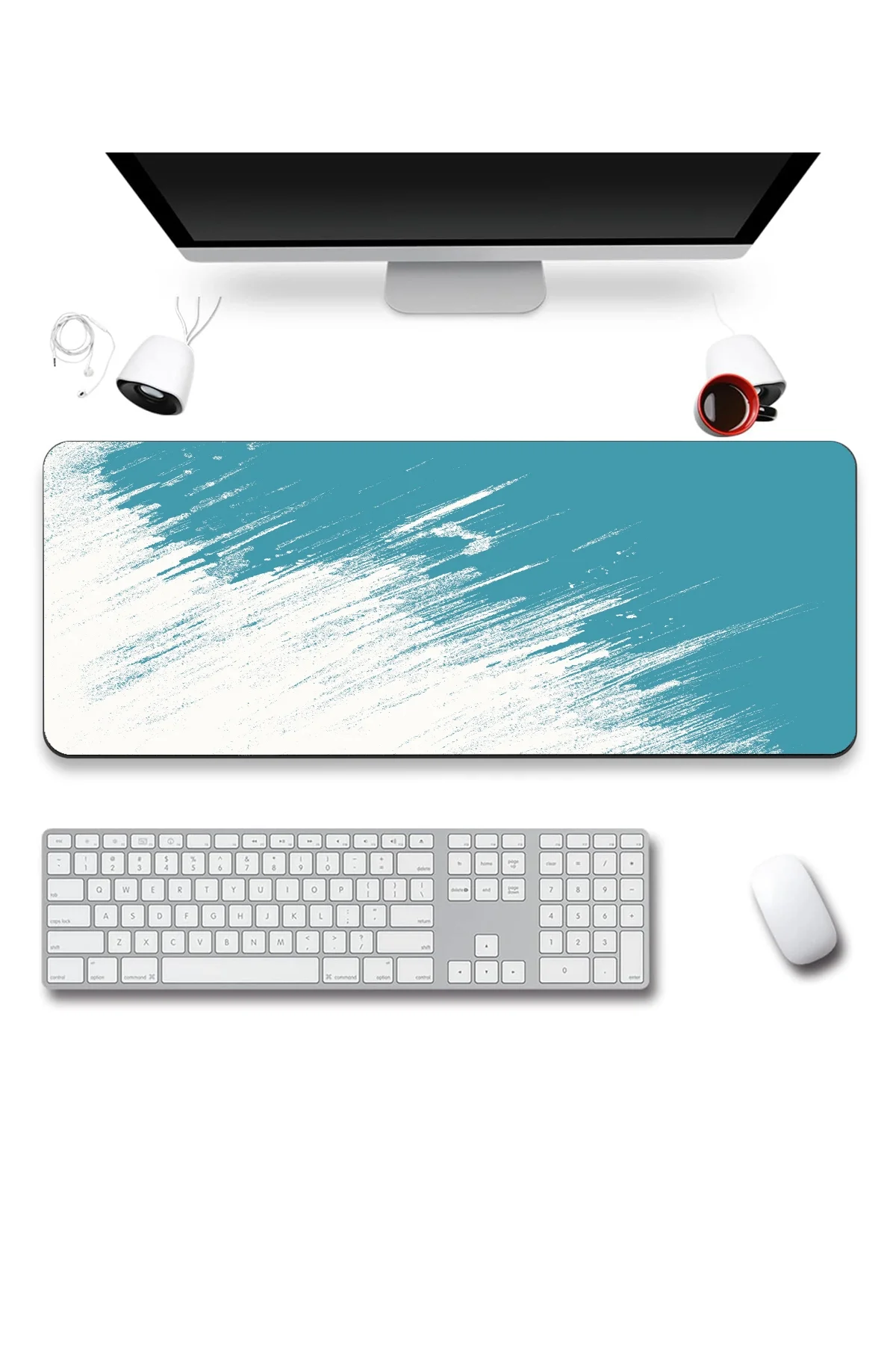 SonicTouch Klavye Mousepad 40x90cm Turkuaz Geçiş Dikişsiz Pürüzsüz Sıvı Geçirmez Kaymaz Taban
