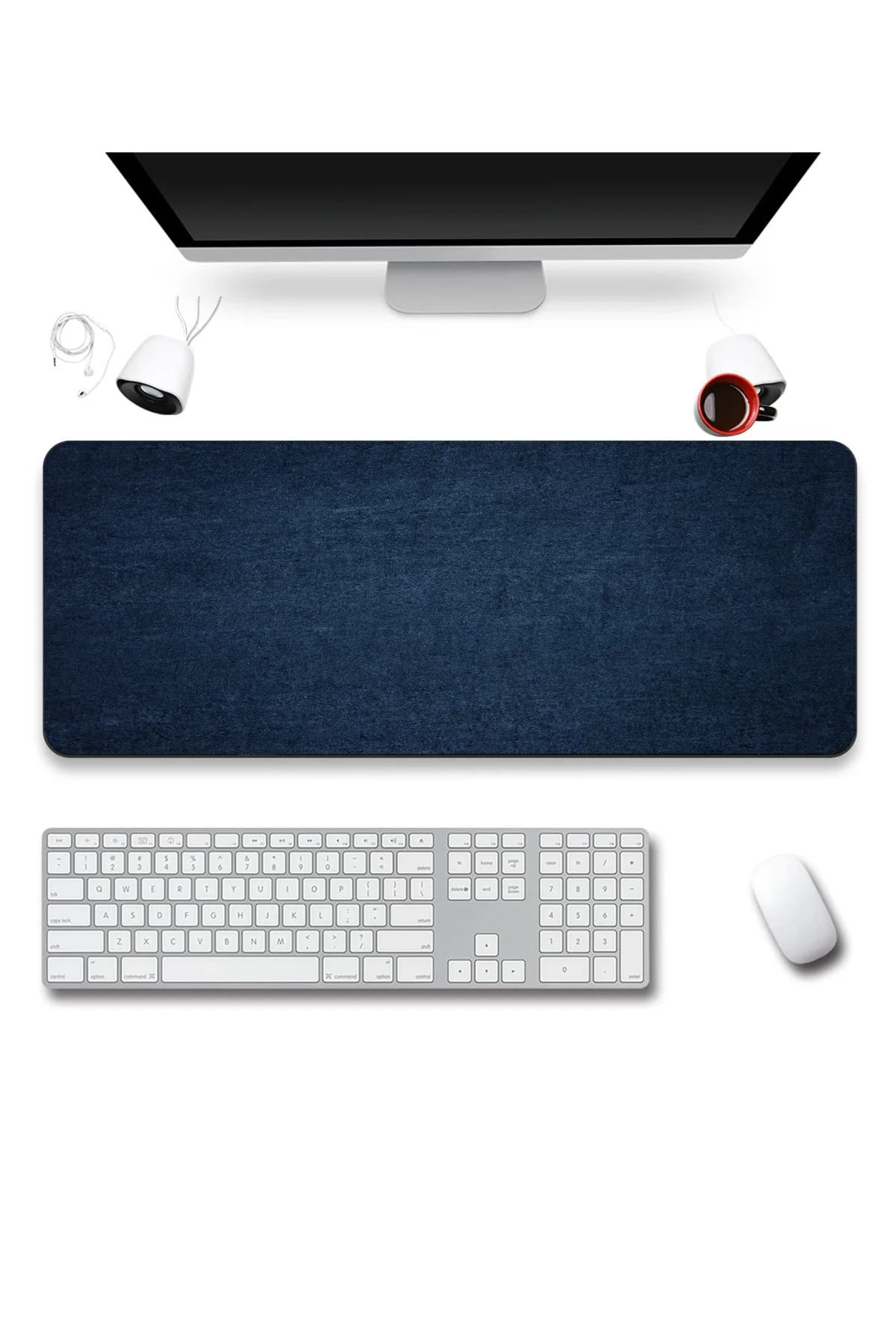 SonicTouch Klavye Mousepad 40x90cm Gece Mavisi Dikişsiz Pürüzsüz Sıvı Geçirmez Kaymaz Taban