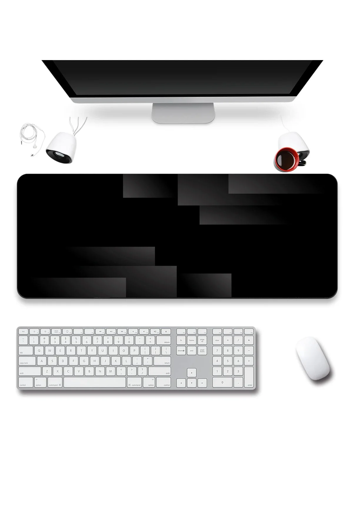 SonicTouch Klavye Mousepad 40x90cm Siyah Perspektif Dikişsiz Pürüzsüz Sıvı Geçirmez Kaymaz Taban
