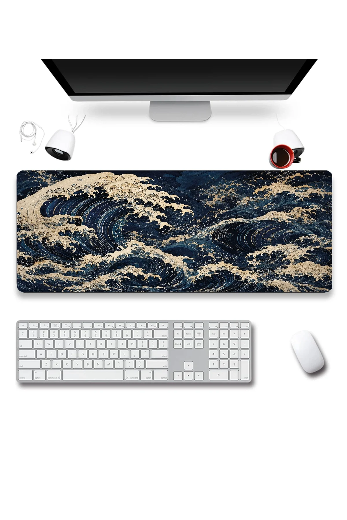 SonicTouch Klavye Mousepad 40x90cm Karanlık Deniz Dikişsiz Pürüzsüz Sıvı Geçirmez Kaymaz Taban
