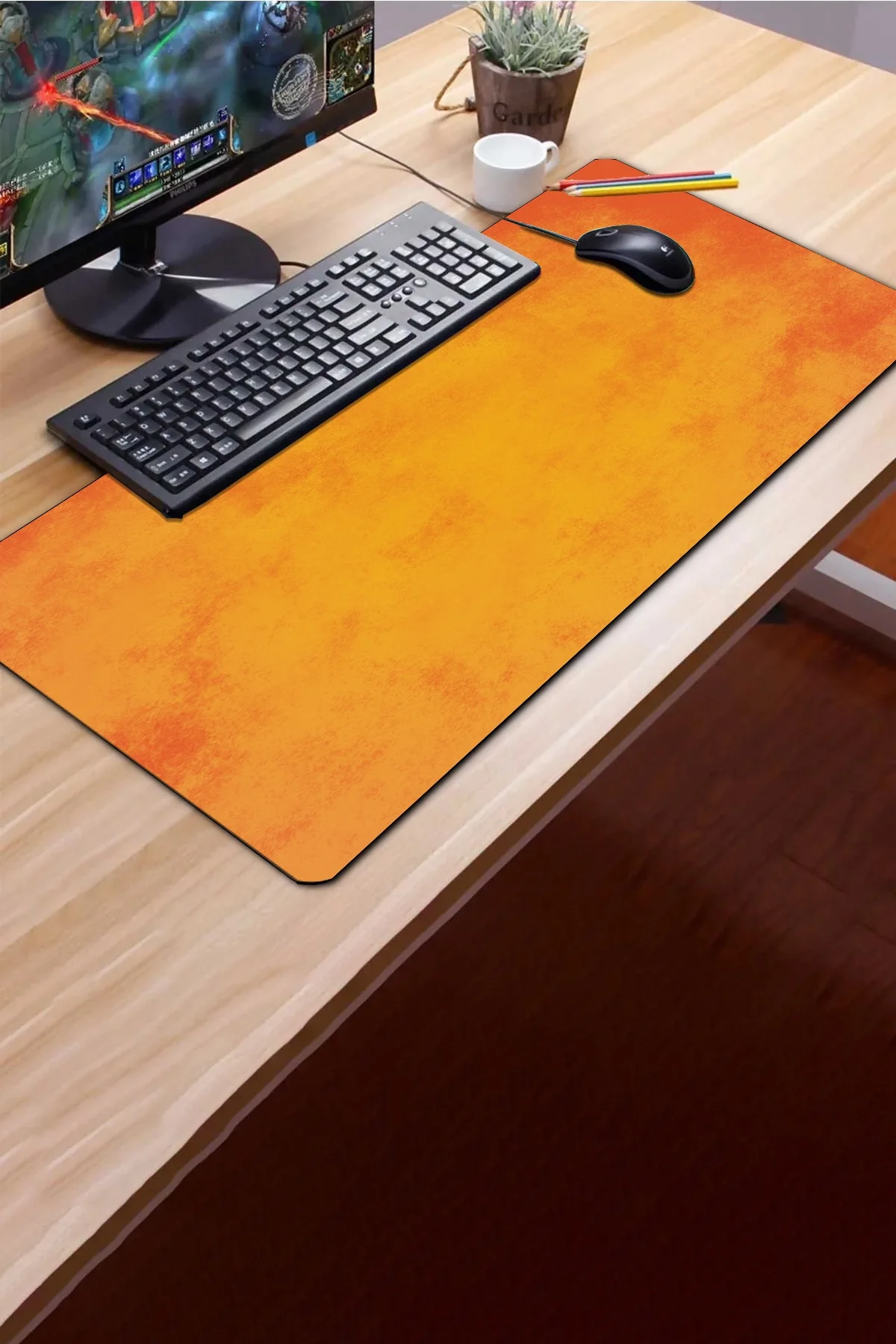 SonicTouch Klavye Mousepad 40x90cm Gün Batımı Dokusu Dikişsiz Pürüzsüz Sıvı Geçirmez Kaymaz Taban