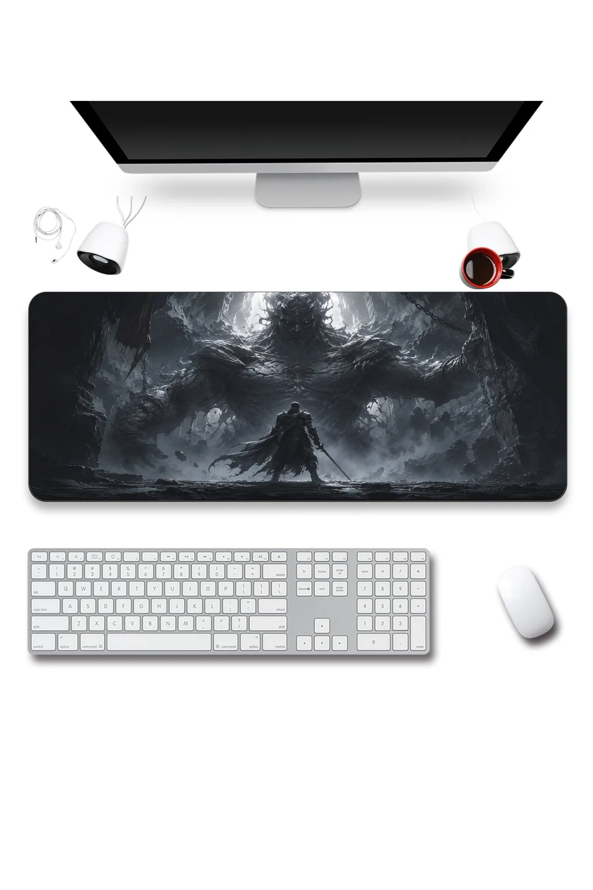 SonicTouch Klavye Mousepad 40x90cm Karanlığın Muhafızı Dikişsiz Pürüzsüz Sıvı Geçirmez Kaymaz Taban
