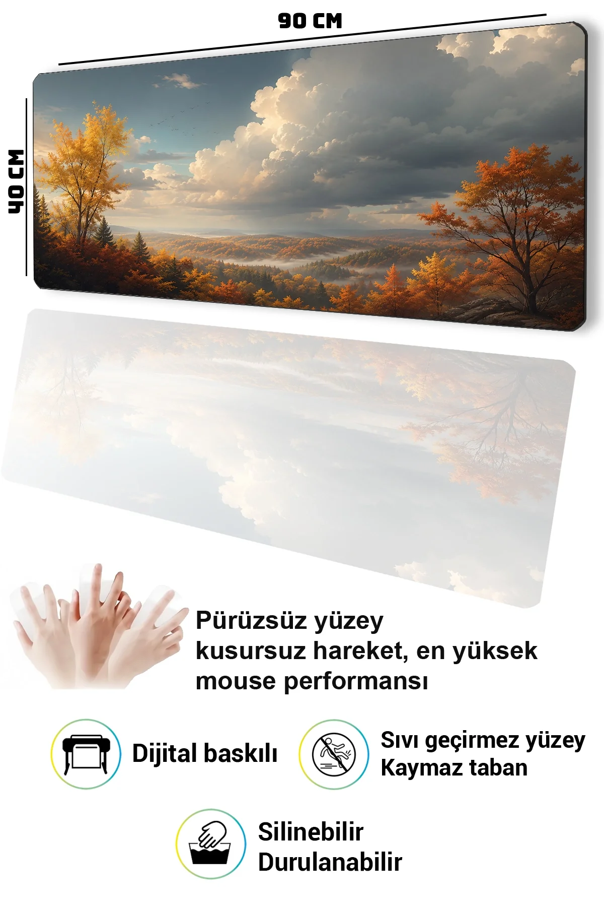 SonicTouch Klavye Mousepad 40x90cm Fırtına Vadisi Dikişsiz Pürüzsüz Sıvı Geçirmez Kaymaz Taban