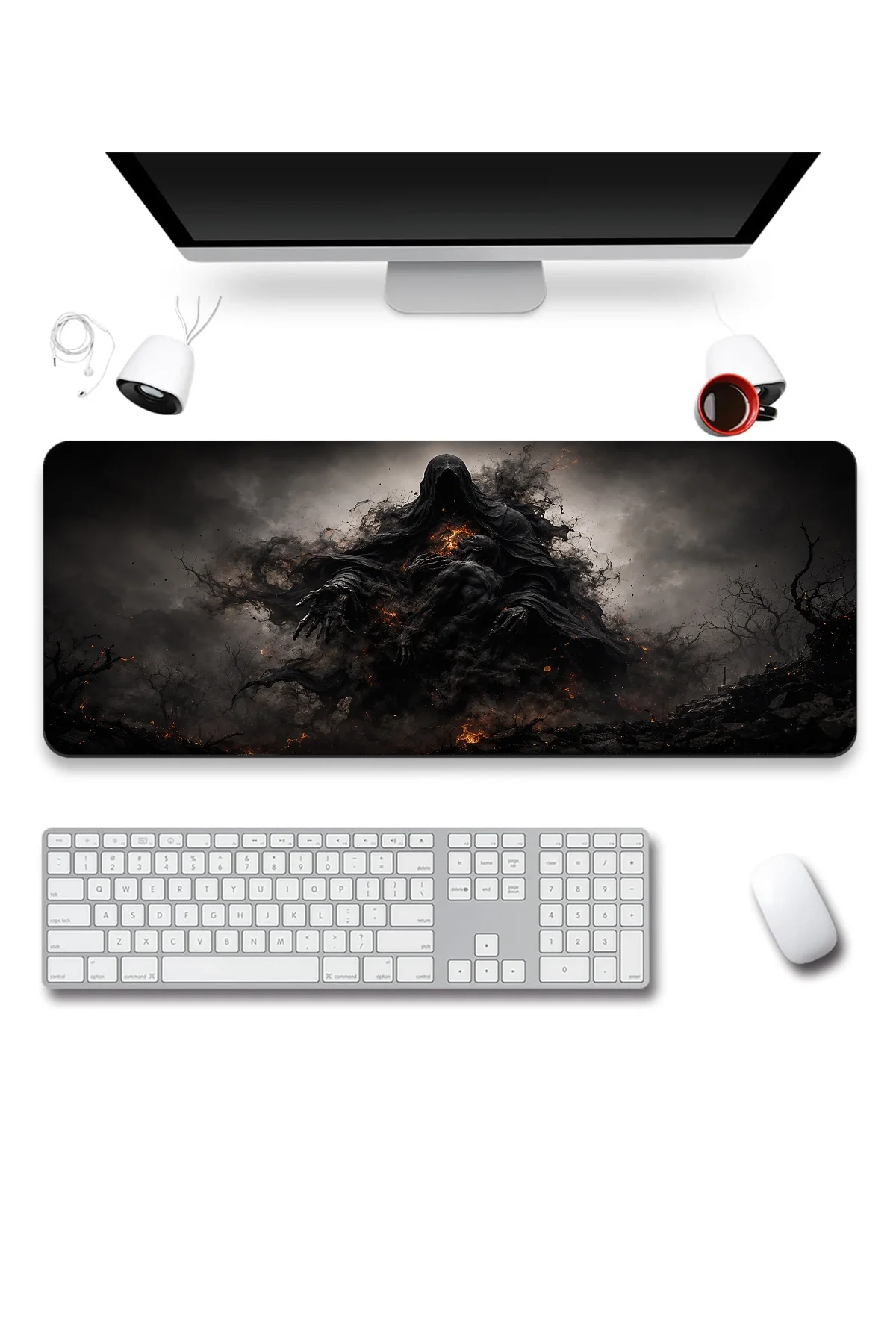 SonicTouch Klavye Mousepad 40x90cm Kara Kehanet Dikişsiz Pürüzsüz Sıvı Geçirmez Kaymaz Taban