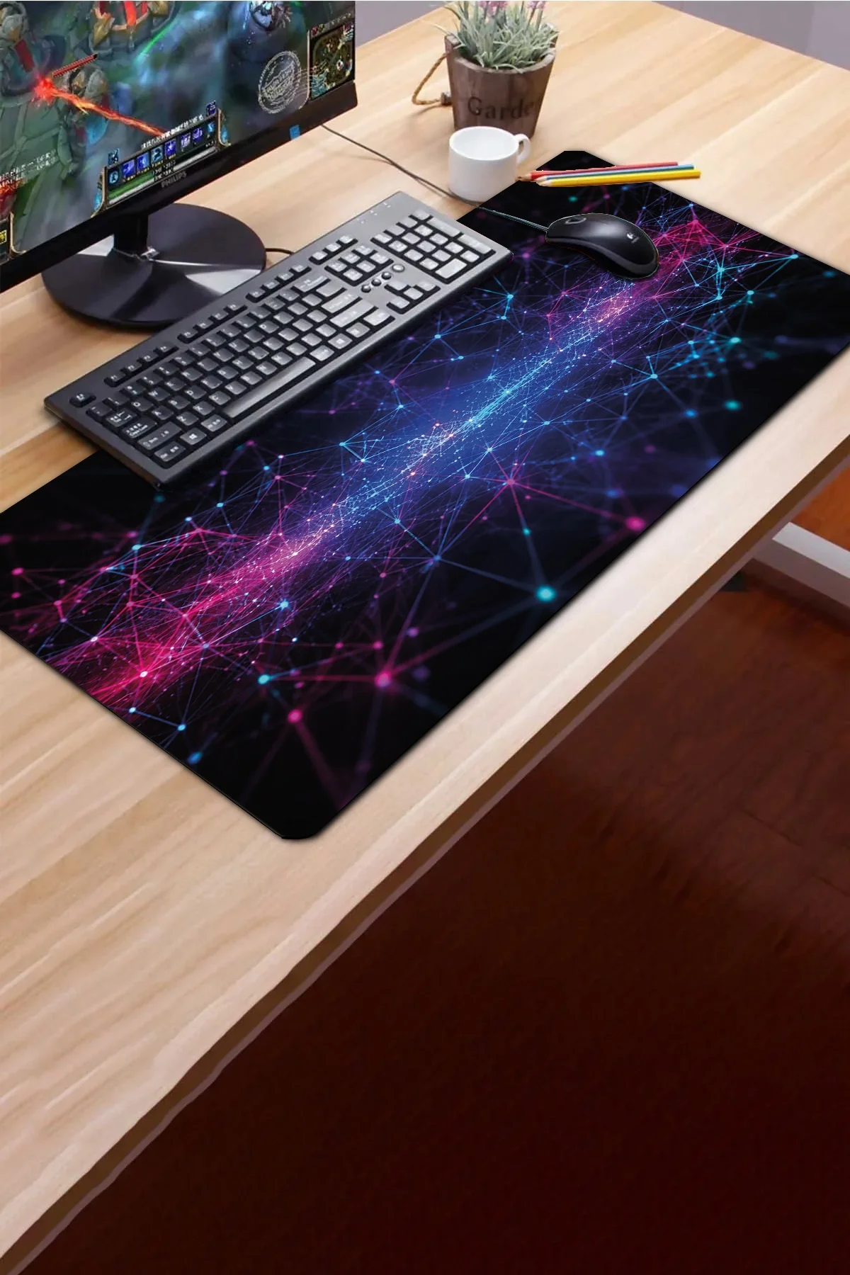 SonicTouch Klavye Mousepad 40x90cm Siber Doku Dikişsiz Pürüzsüz Sıvı Geçirmez Kaymaz Taban