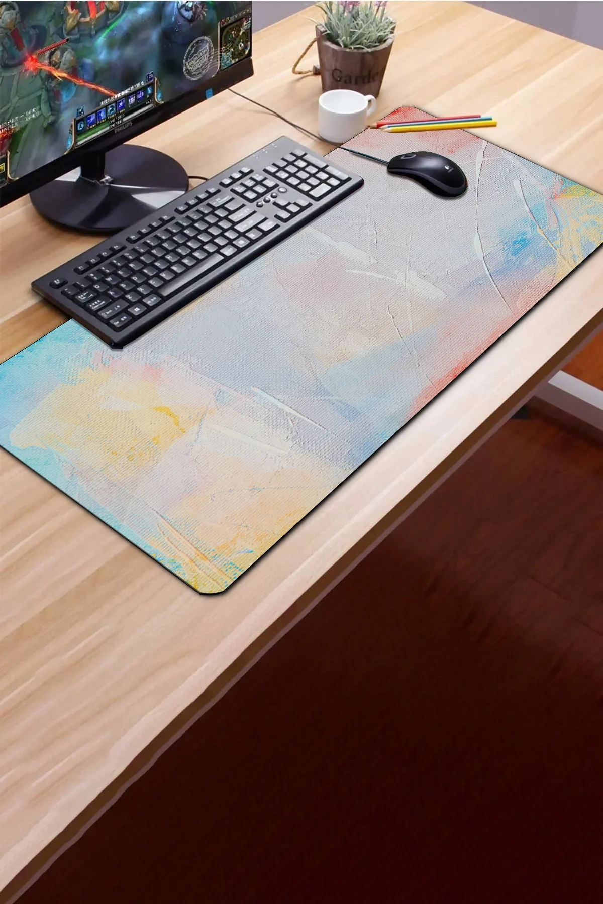 SonicTouch Klavye Mousepad 40x90cm Pastel Tuval Dikişsiz Pürüzsüz Sıvı Geçirmez Kaymaz Taban