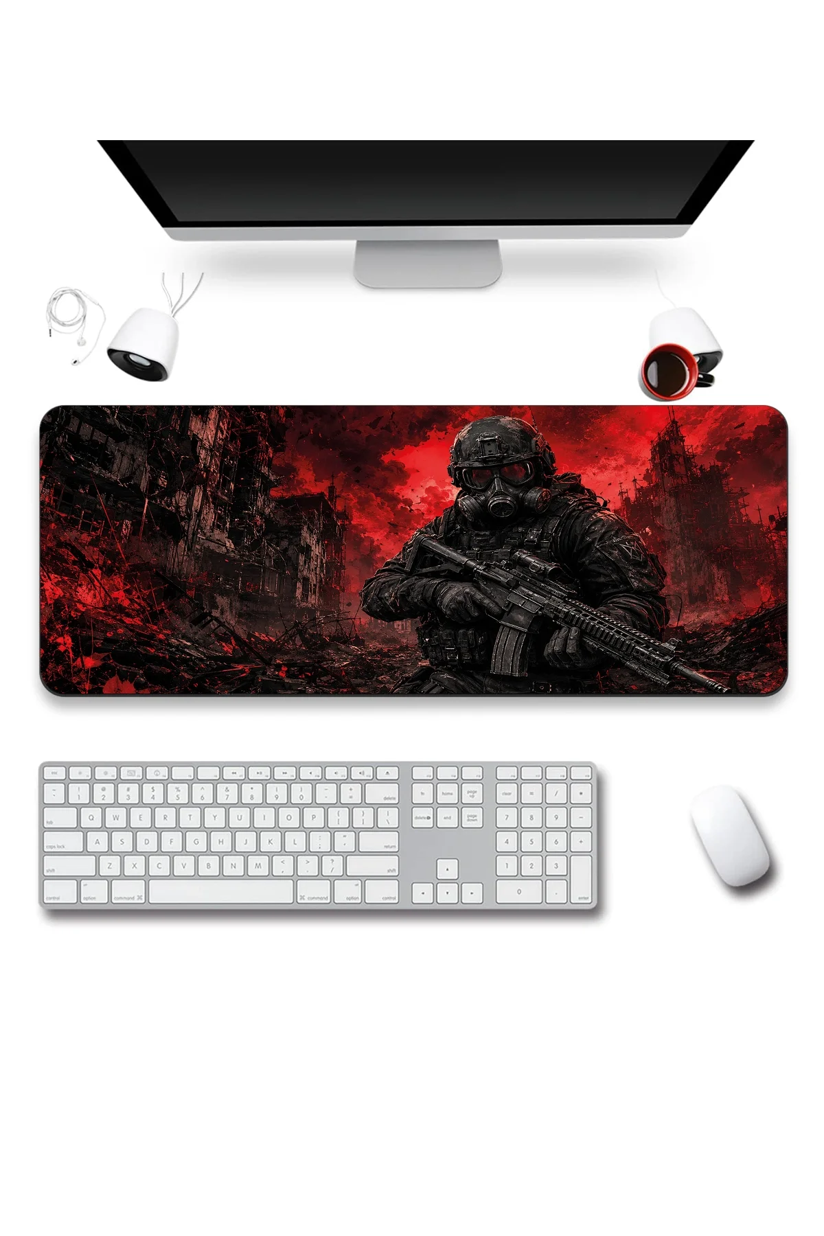 SonicTouch Klavye Mousepad 40x90cm Kıyamet Devriyesi Dikişsiz Pürüzsüz Sıvı Geçirmez Kaymaz Taban