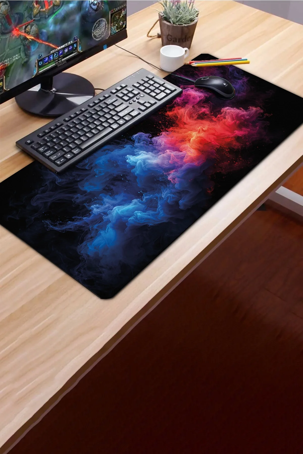 SonicTouch Klavye Mousepad 40x90cm Kromatik Sis Dikişsiz Pürüzsüz Sıvı Geçirmez Kaymaz Taban