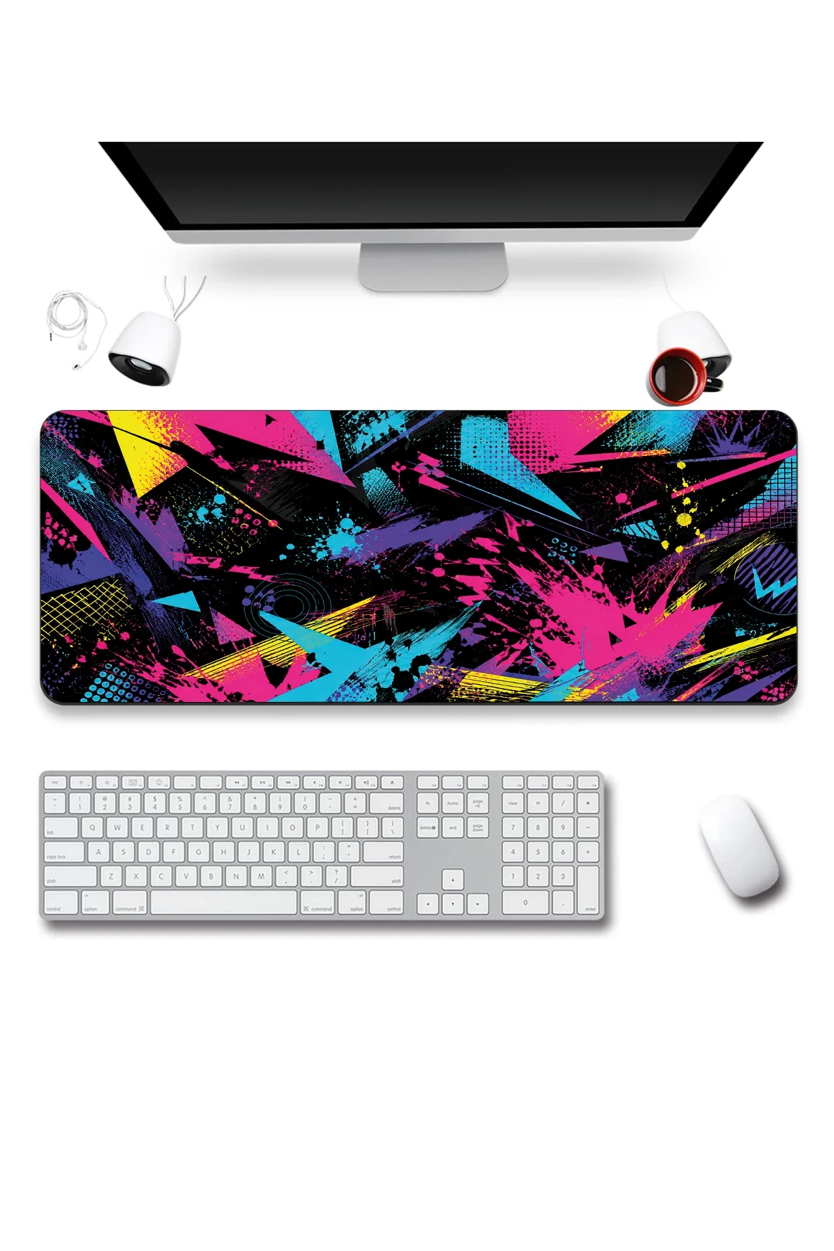 SonicTouch Klavye Mousepad 40x90cm Retro Patlama Dikişsiz Pürüzsüz Sıvı Geçirmez Kaymaz Taban
