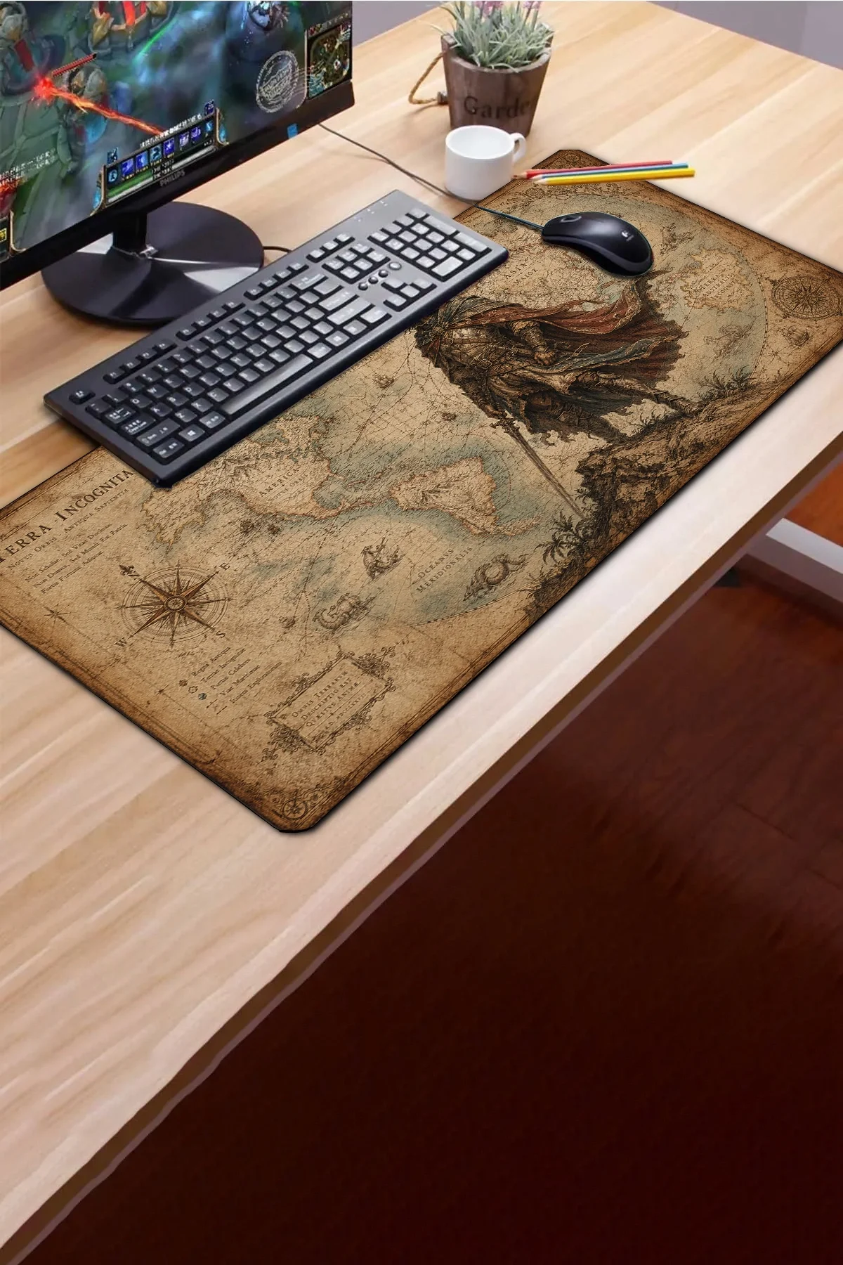 SonicTouch Klavye Mousepad 40x90cm Dünya Fatihi Dikişsiz Pürüzsüz Sıvı Geçirmez Kaymaz Taban