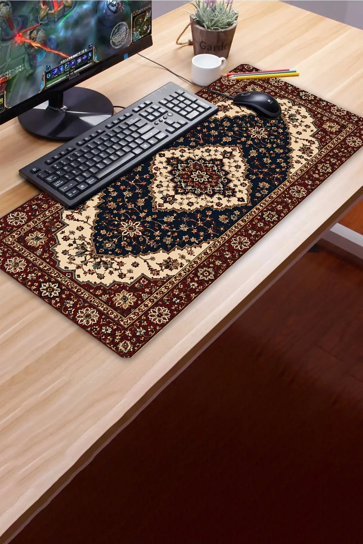 SonicTouch Klavye Mousepad 40x90cm Şah Motifi Dikişsiz Pürüzsüz Yüzey Sıvı Geçirmez Kaymaz Taban
