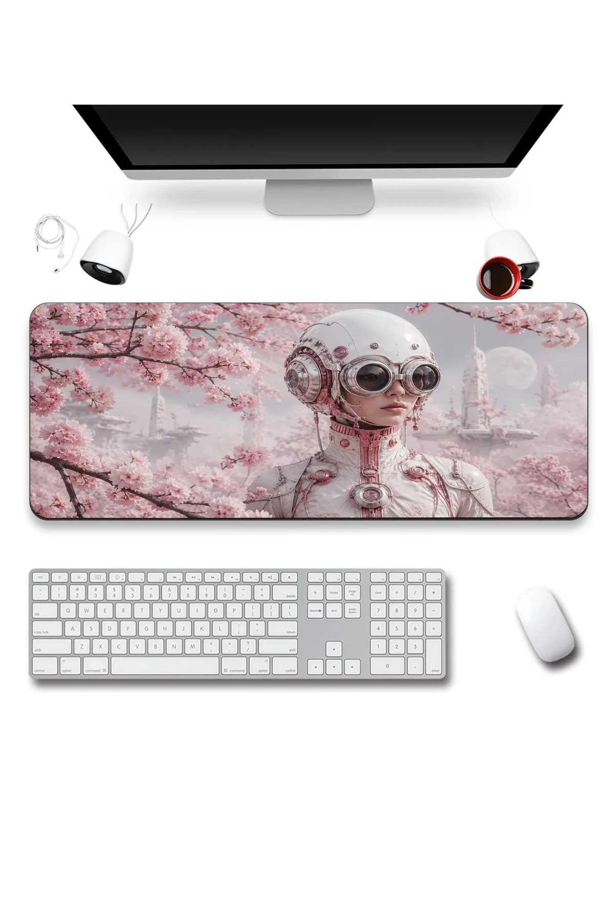 SonicTouch Klavye Mousepad 40x90cm Sakura Pilot Dikişsiz Pürüzsüz Sıvı Geçirmez Kaymaz Taban