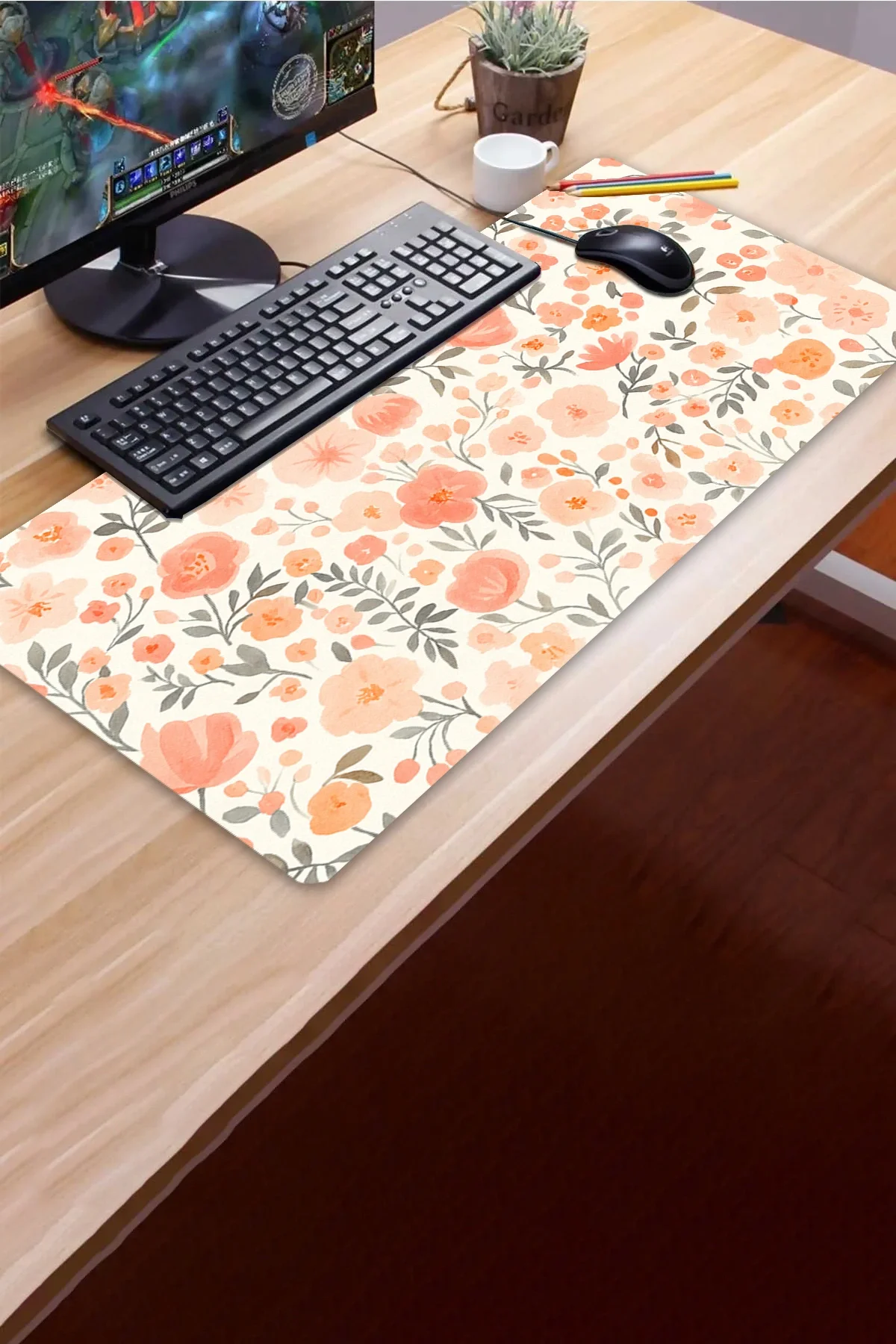 SonicTouch Nar Çiçeği Rüyası Dikişsiz Pürüzsüz Sıvı Geçirmez XXL Gamer Ofis Klavye Mousepad 40x90cm