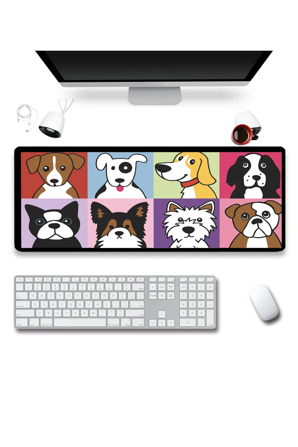 SonicTouch Mutlu Patişler Renkli Pürüzsüz Sıvı Geçirmez Yüzey XXL Gamer Ofis Klavye Mousepad 40x90cm