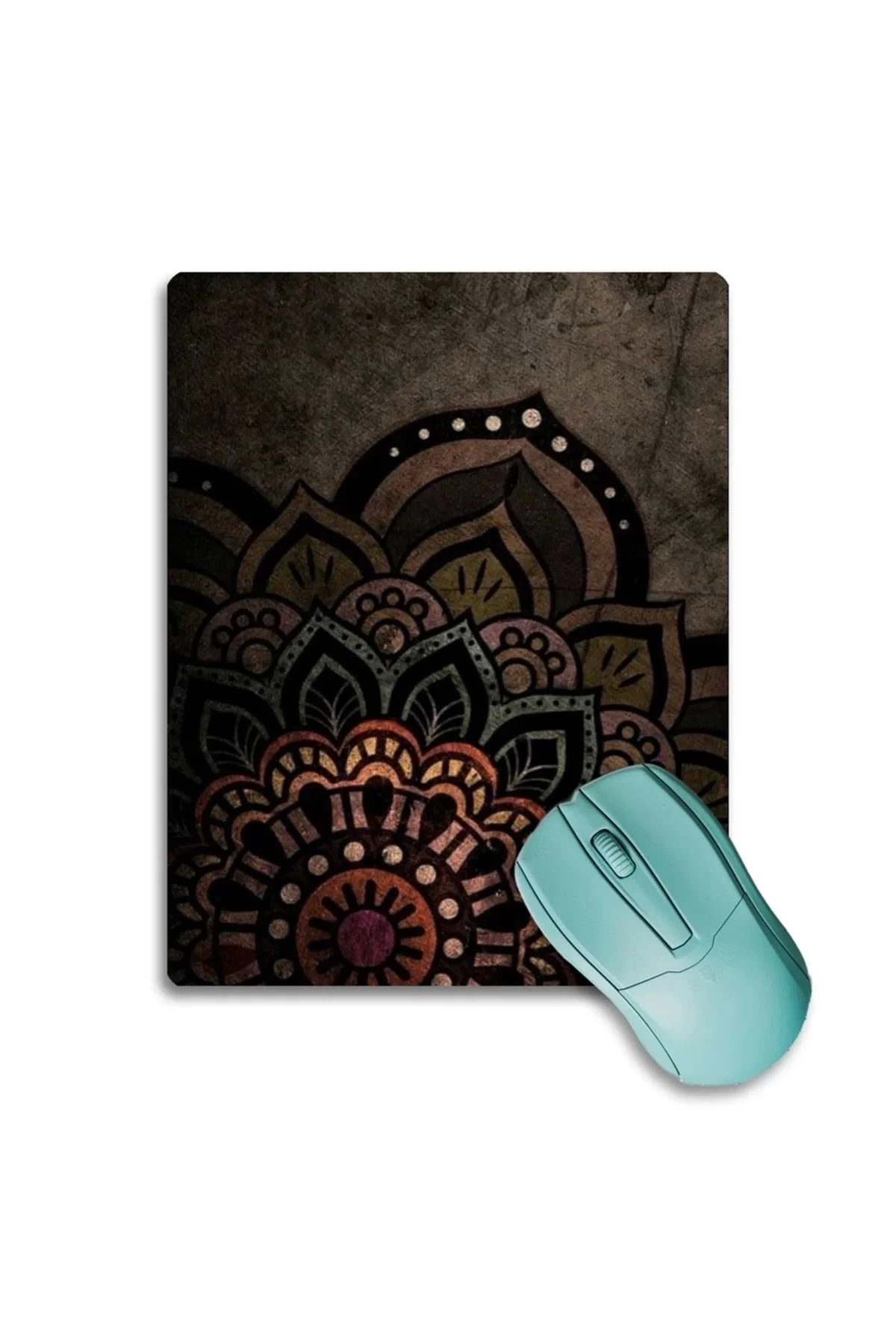 SonicTouch Mandala Desenli Kahverengi Çiçekli Kaydırmaz Gaming Oyuncu Dikişsiz Mouse Pad17x21cm