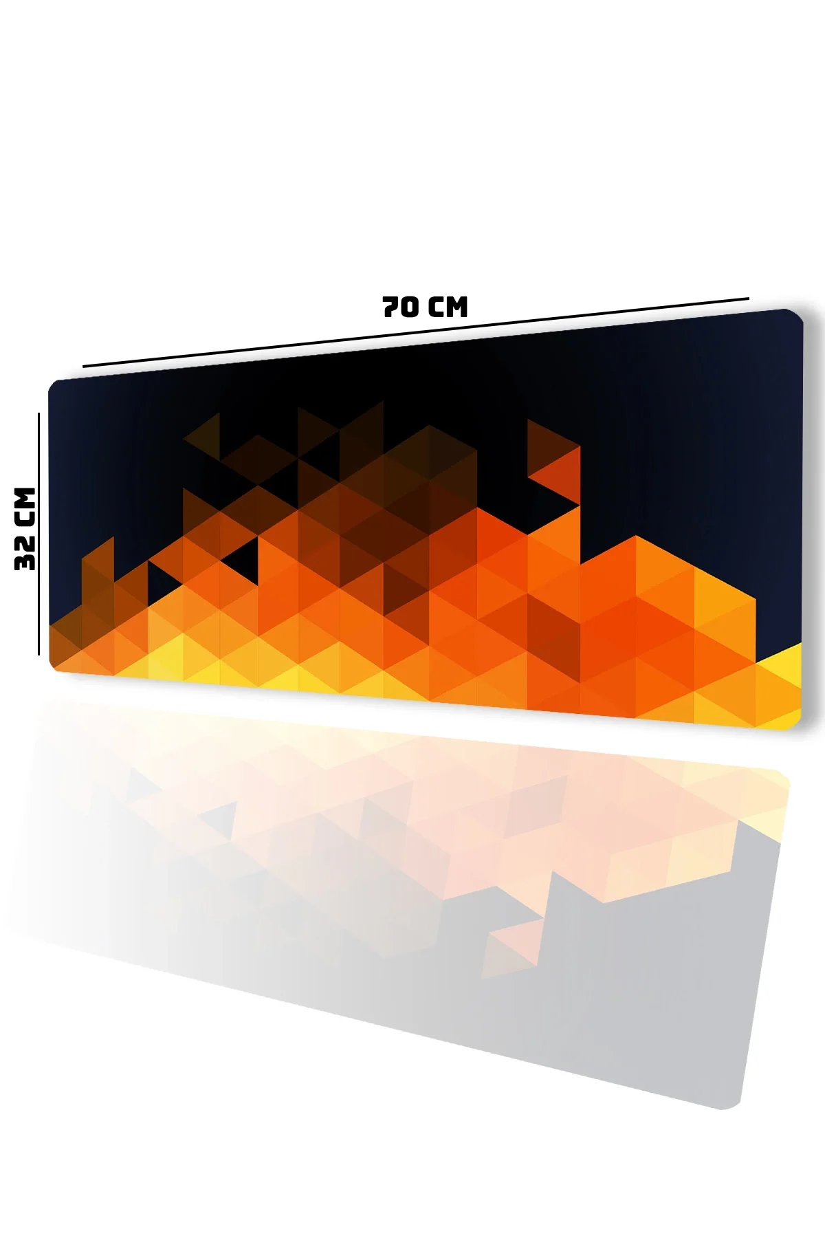 SonicTouch Turuncu Soyut Üçgenler Gamer Oyuncu Dikişsiz Sıvı Geçirmez Klavye Mouse Pad 32x70Cm