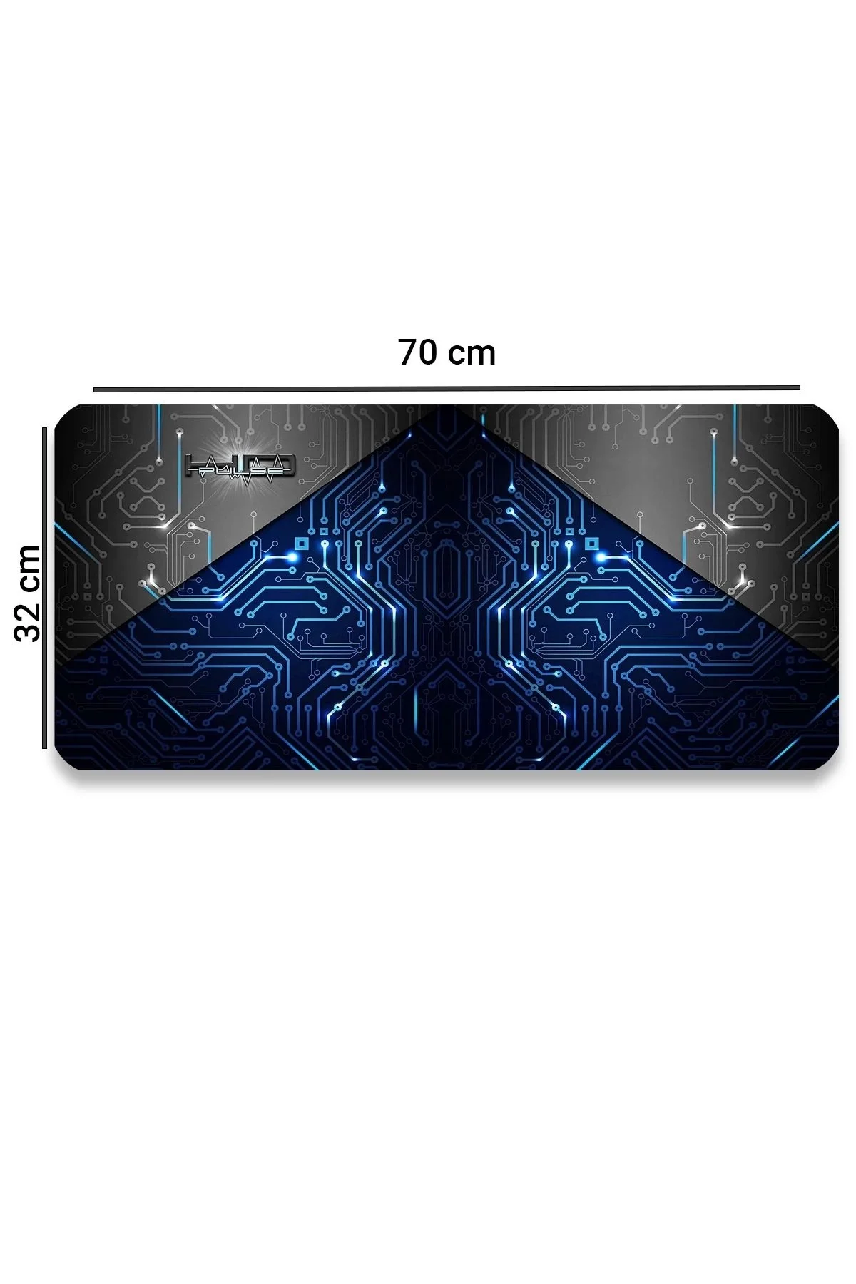 SonicTouch Mavi Devre Desenli Kaymaz Gaming Oyuncu Masaüstü Dikişsiz Klavye Mouse Pad 32x70Cm