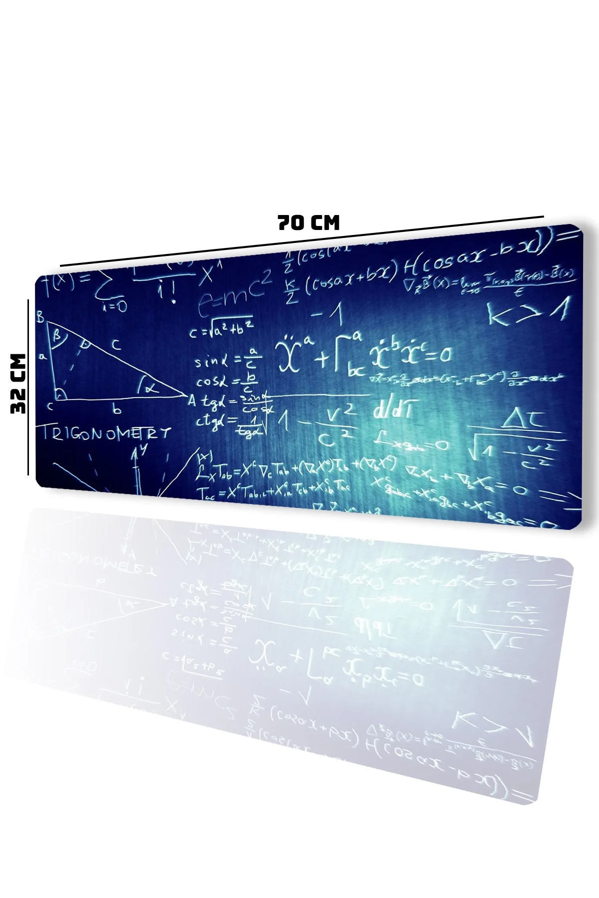 SonicTouch Mavi Geometri Tahtası Gamer Oyuncu Dikişsiz Sıvı Geçirmez Klavye Mouse Pad 32x70Cm