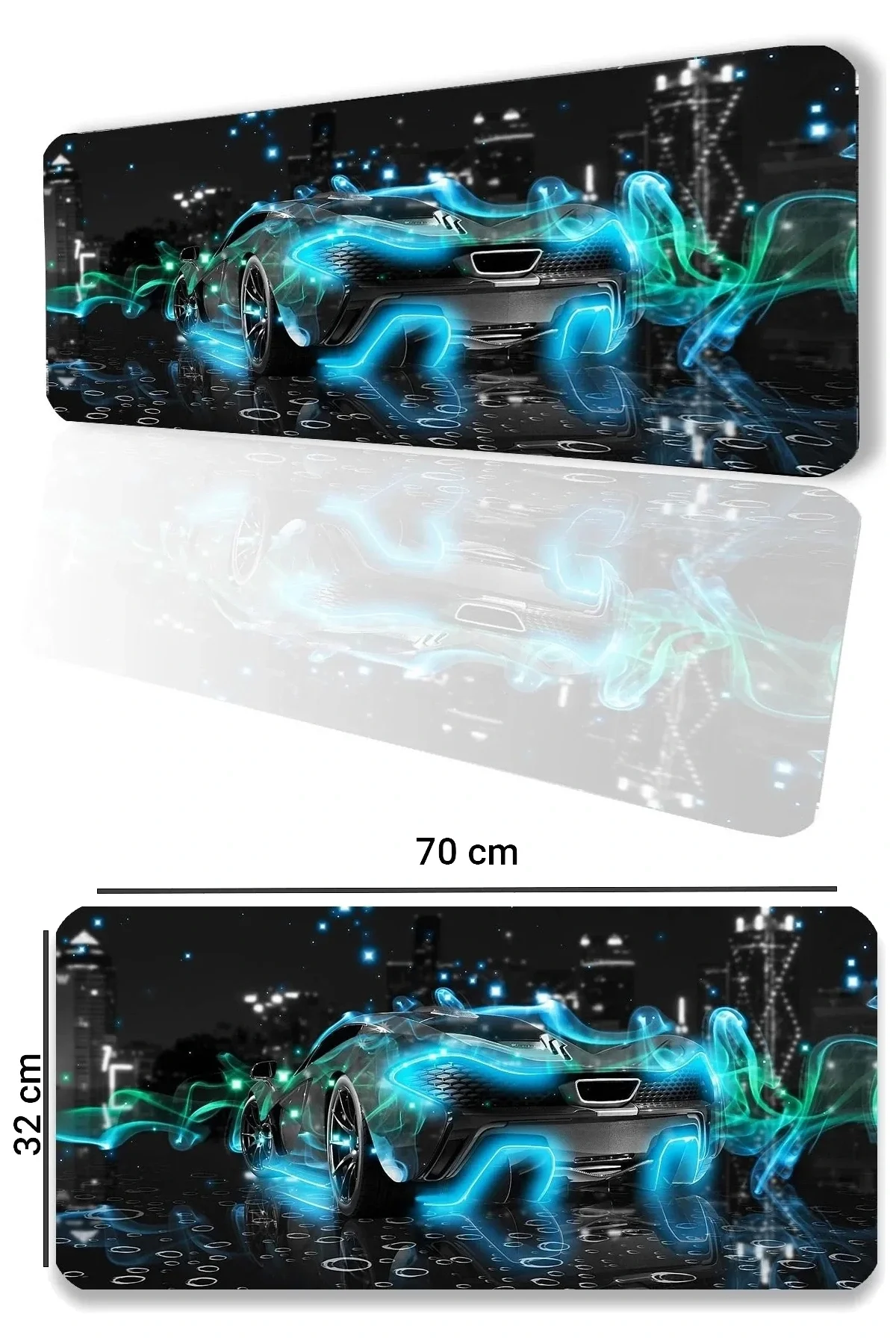 SonicTouch Mclaren P1 Fantasy Fütüristik Kaymaz Gaming Oyuncu Masaüstü Dikişsiz Klavye Mouse Pad 32x70Cm