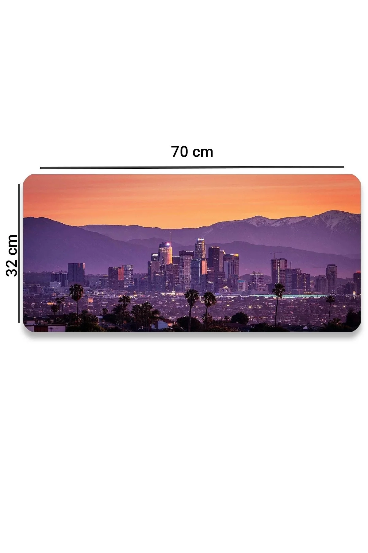 SonicTouch Metropol Gün Batımı Temalı Kaymaz Gaming Oyuncu Masaüstü Dikişsiz Klavye Mouse Pad 32x70Cm