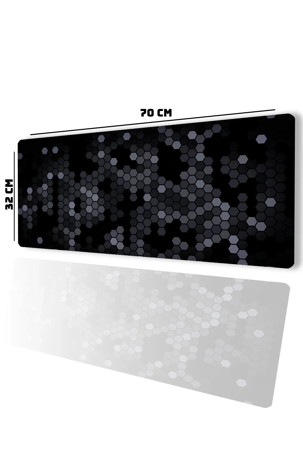 SonicTouch Siyah Gri Petek Desenli Gamer Oyuncu Dikişsiz Sıvı Geçirmez Klavye Mouse Pad 32x70Cm