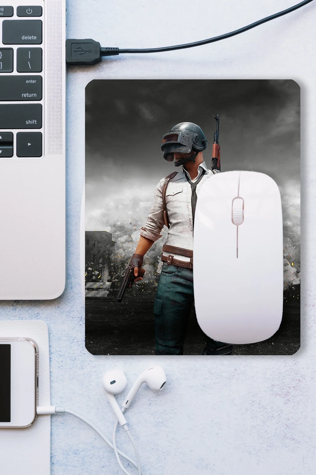 SonicTouch Pubg Desenli Kaydırmaz Gaming Oyuncu Masaüstü Dikişsiz Mouse Pad 17x21cm