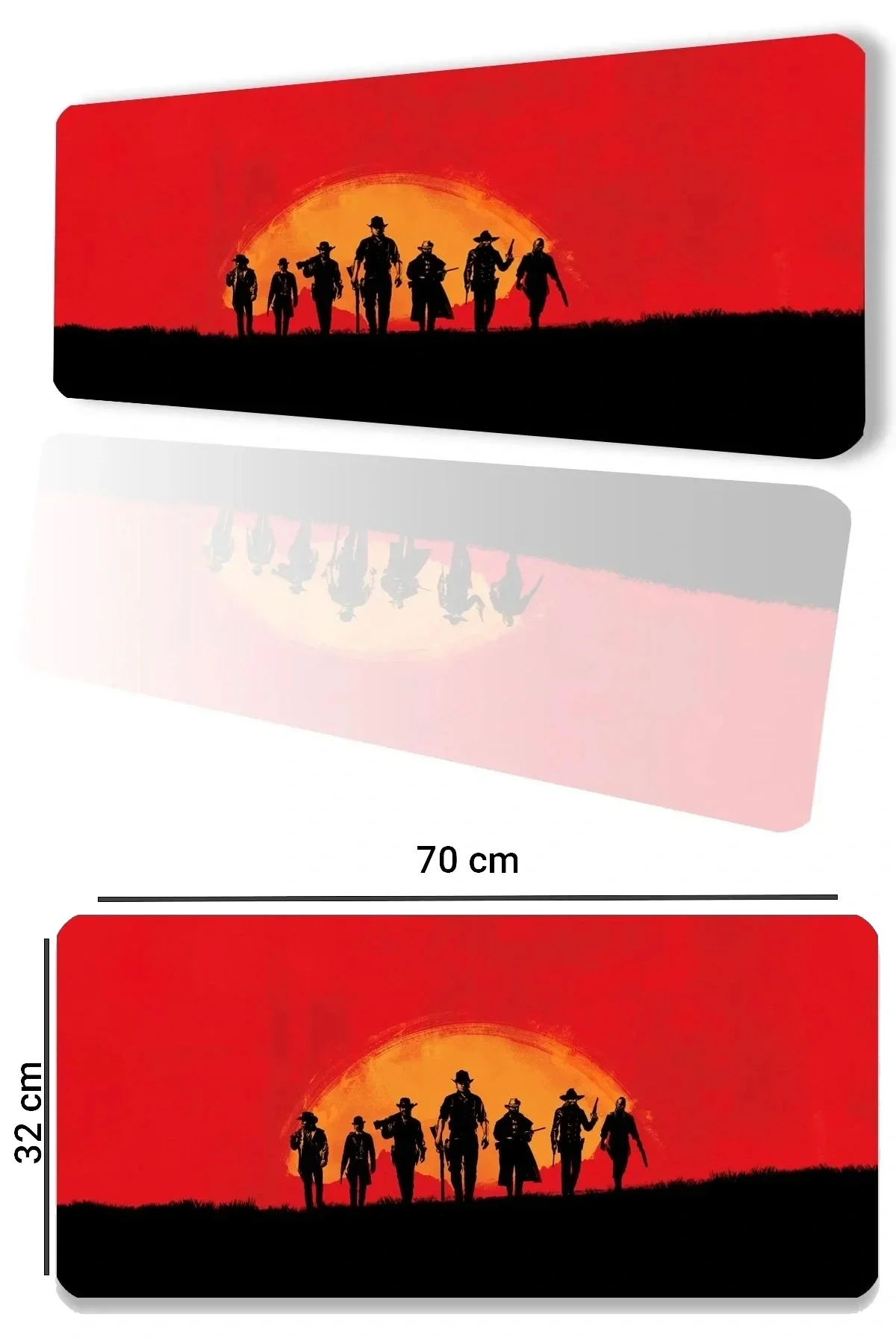 SonicTouch Red Dead Redemption Kaymaz Gaming Oyuncu Masaüstü Dikişsiz Kırmızı Klavye Mouse Pad 32x70Cm