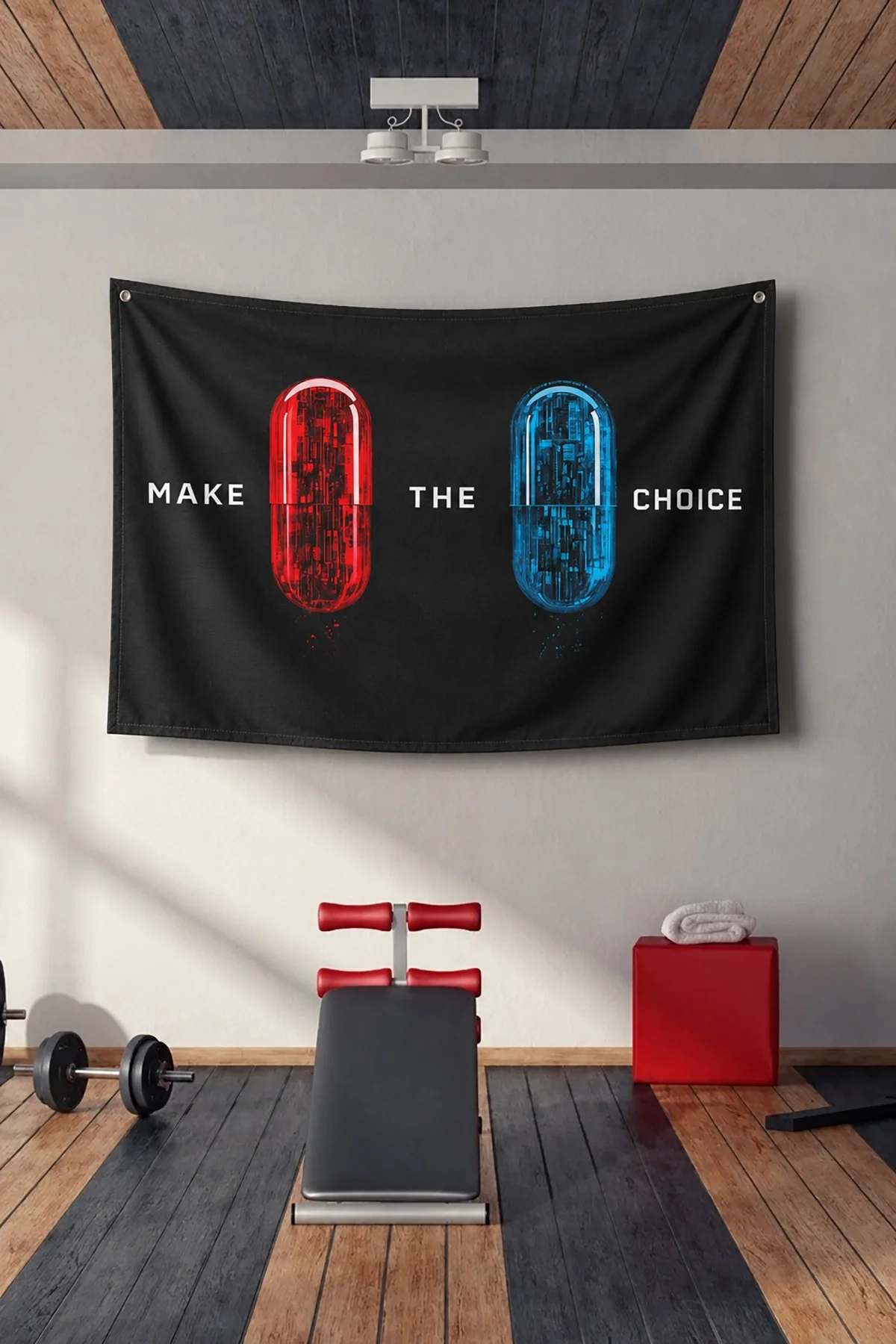 SonicTouch Red Pill Blue Pill Duvar Örtüsü Premium Kumaş Tablo Ev Ofis Salon Dekor Duvar Halısı