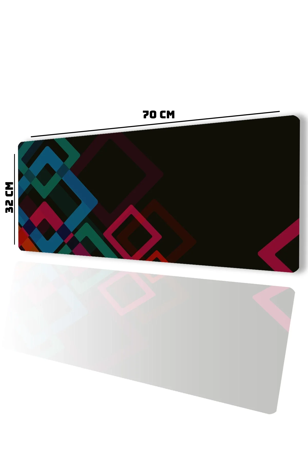 SonicTouch Renkli Kareler Siyah Gamer Oyuncu Dikişsiz Sıvı Geçirmez Klavye Mouse Pad 32x70Cm