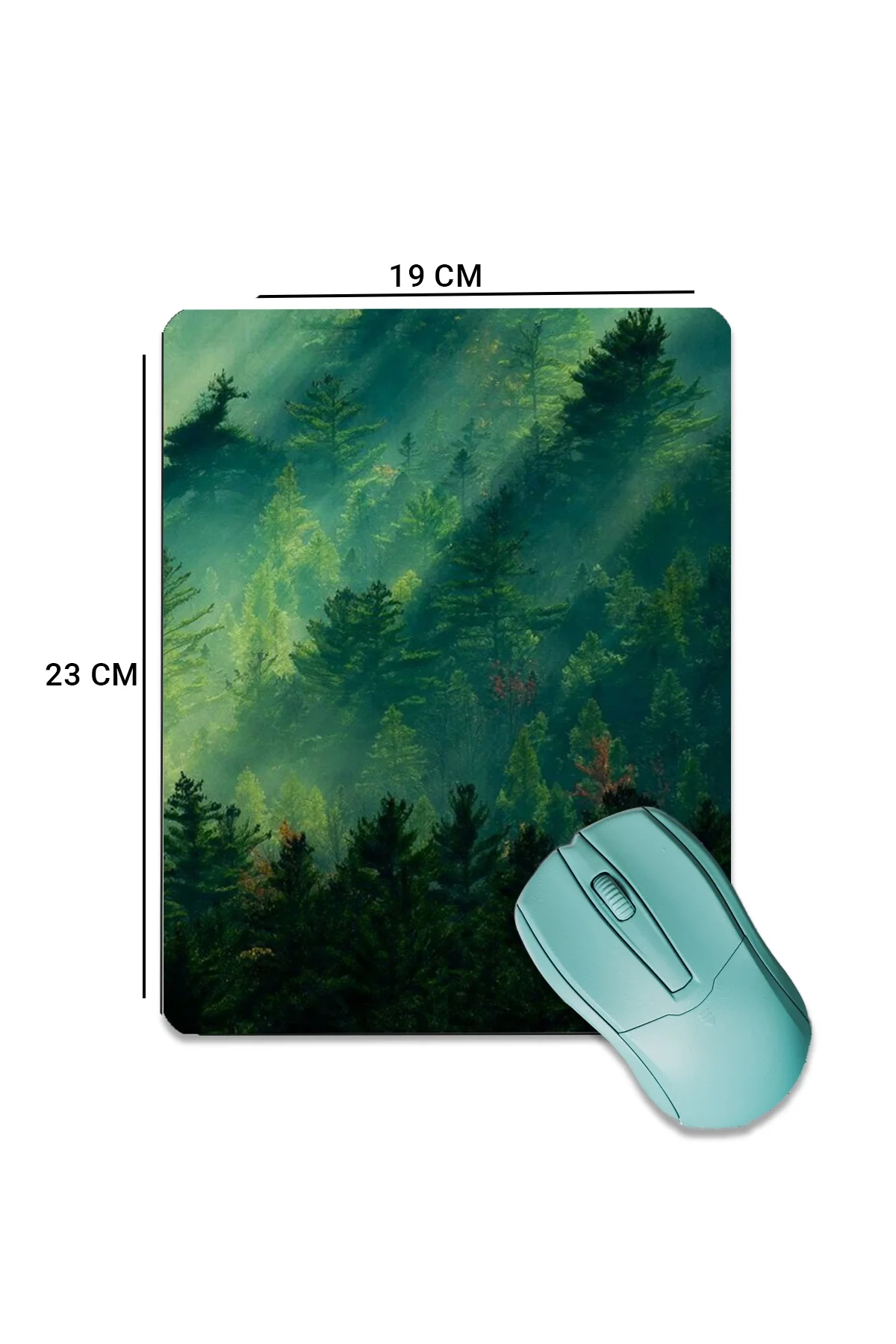 SonicTouch Çam Ormanı Temalı Yeşil Pürüzsüz Yüzey Kaymaz Taban Dikişsiz Kenar Gamer Oyuncu Mouse Pad 19x23cm