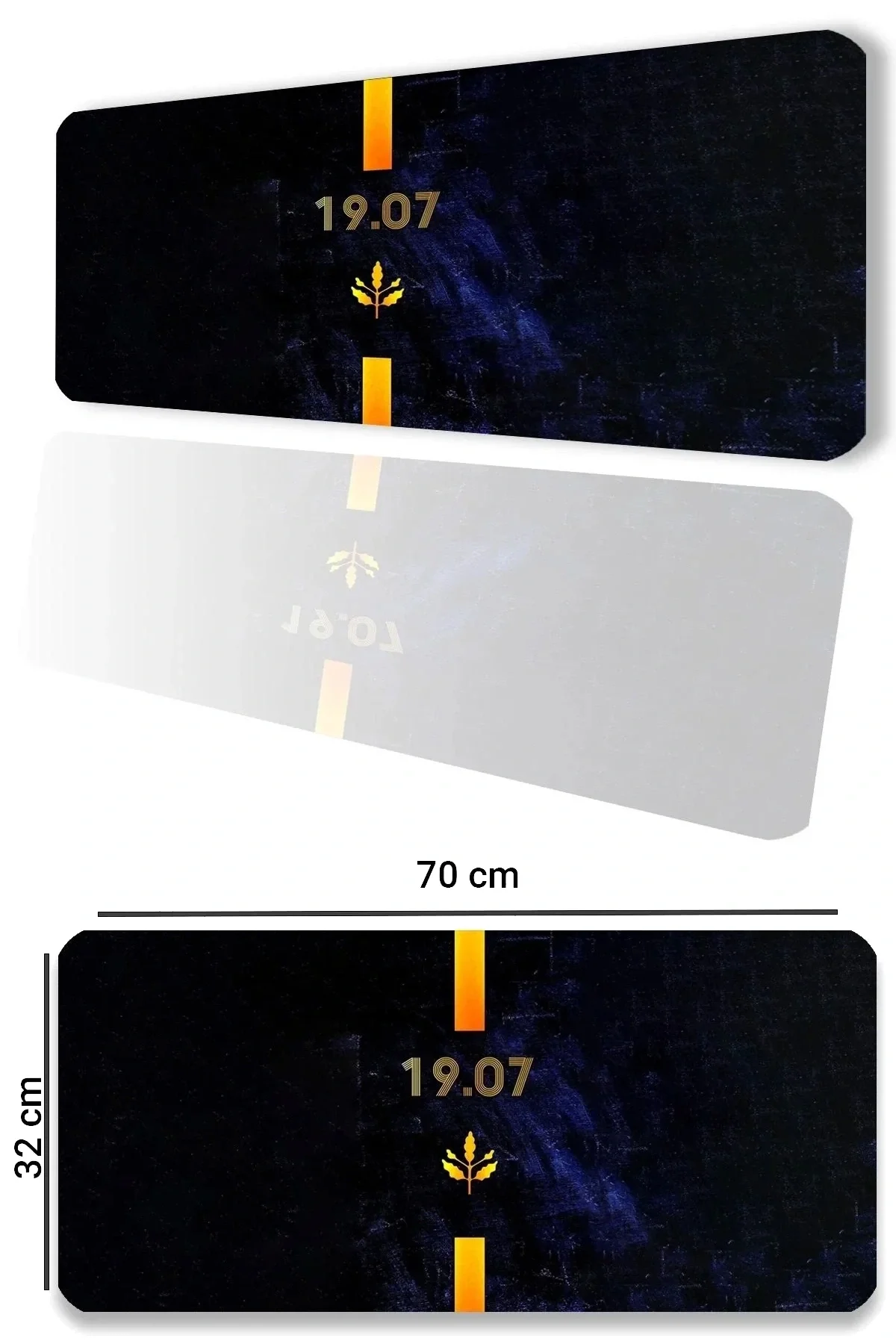 SonicTouch Sarı Lacivert 1907 Gamer Gaming Oyuncu Masaüstü Dikişsiz Kaymaz Klavye Mouse Pad 32x70Cm