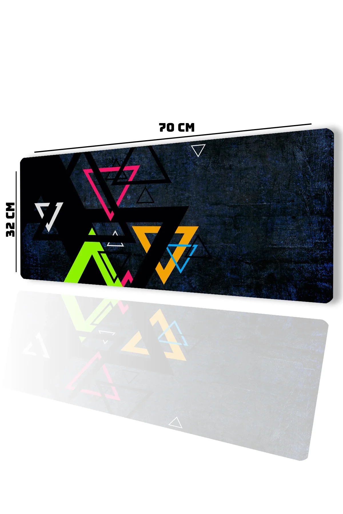 SonicTouch Geometrik Renkli Üçgen Desenler Gamer Oyuncu Dikişsiz Sıvı Geçirmez Klavye Mouse Pad 32x70Cm